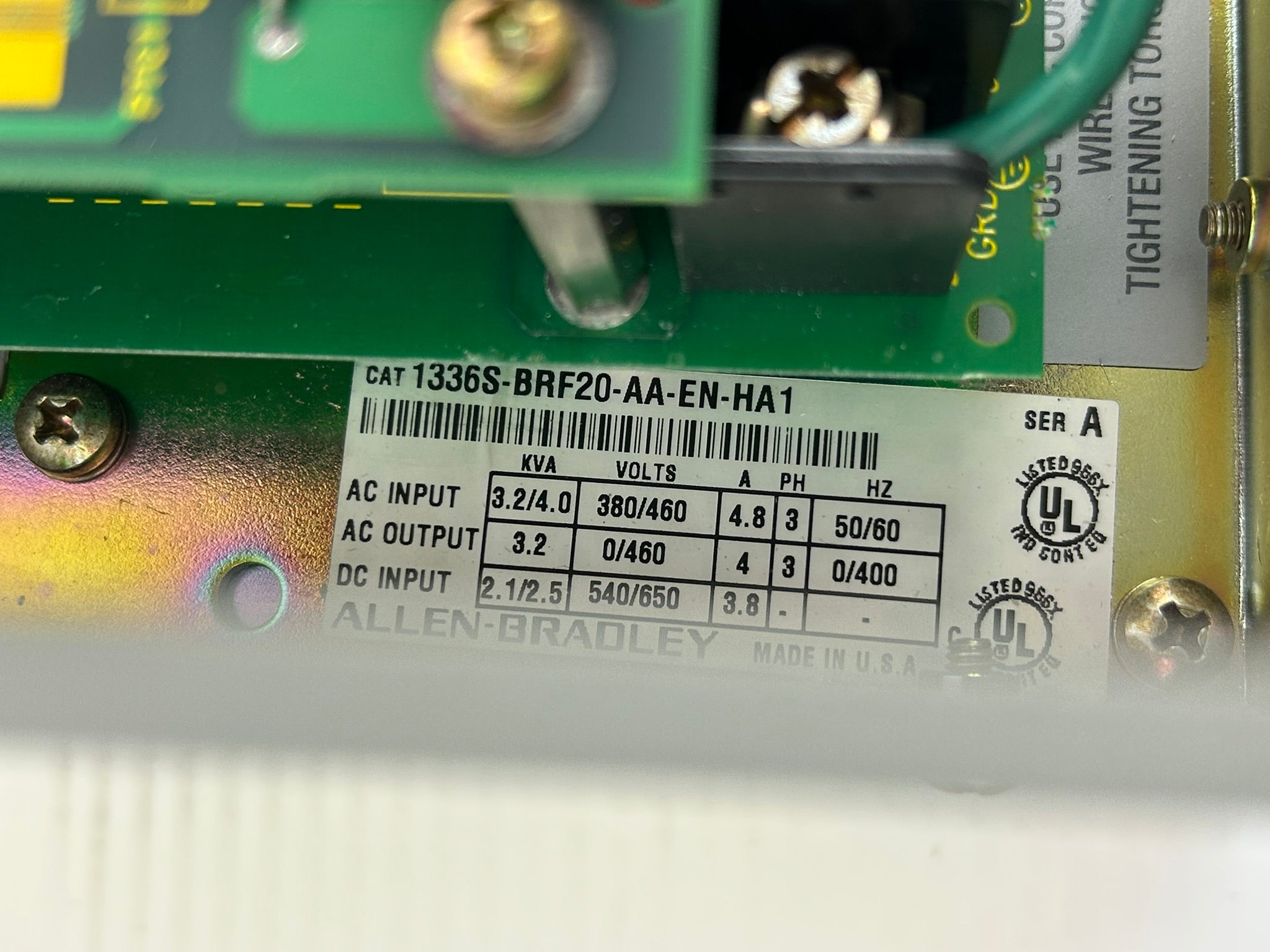 Allen-Bradley 1336S-BRF20-AA-EN-HA1 Drive Series A 3.2kVA 0-460V