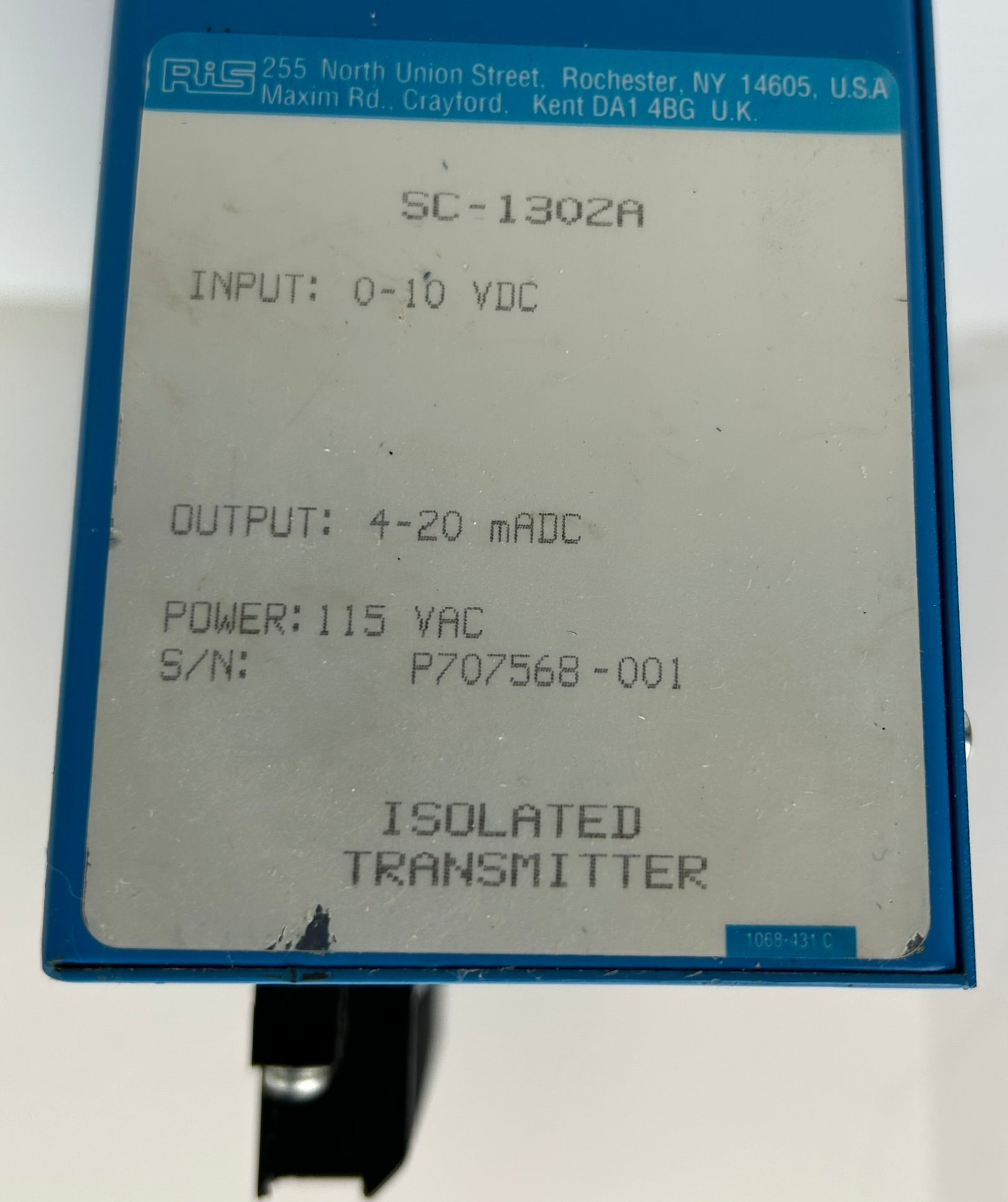 RIS Rochester SC-1302A Isolated Transmitter 115VAC