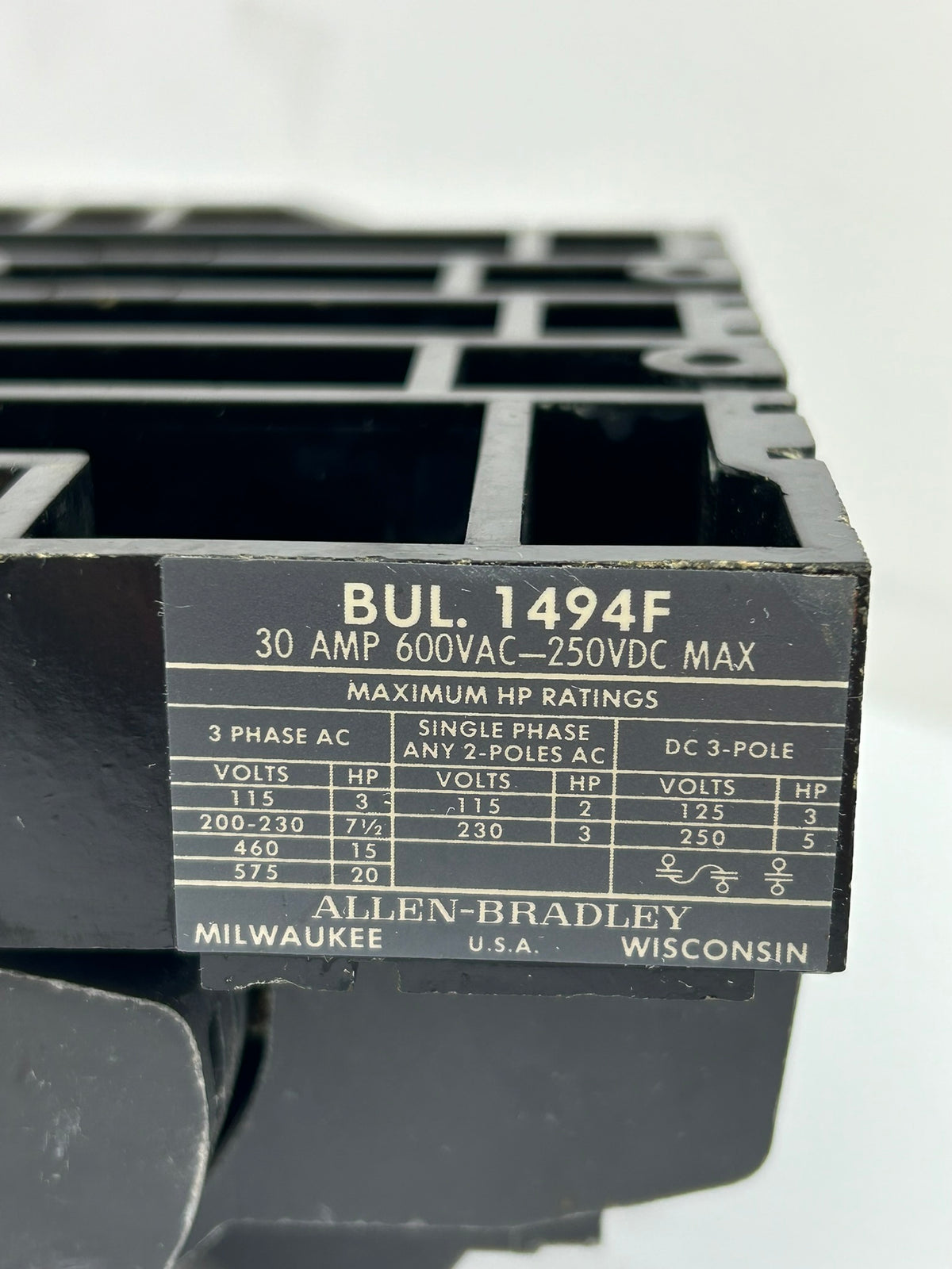 Allen-Bradley 1494F Disconnection Switch 600VAC 250VDC 30A