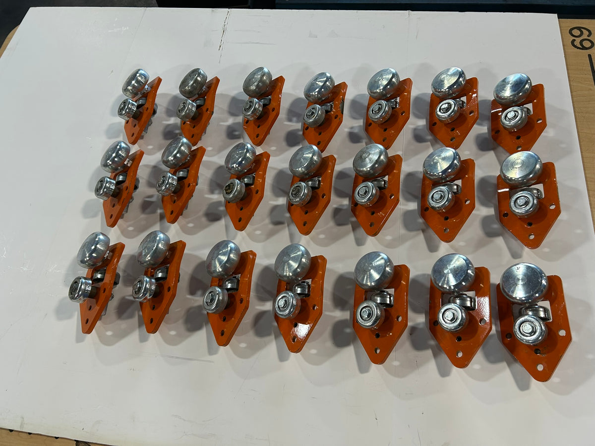 Heavy Duty Industrial Conveyor Guide Roller Assembly - Lot of 21