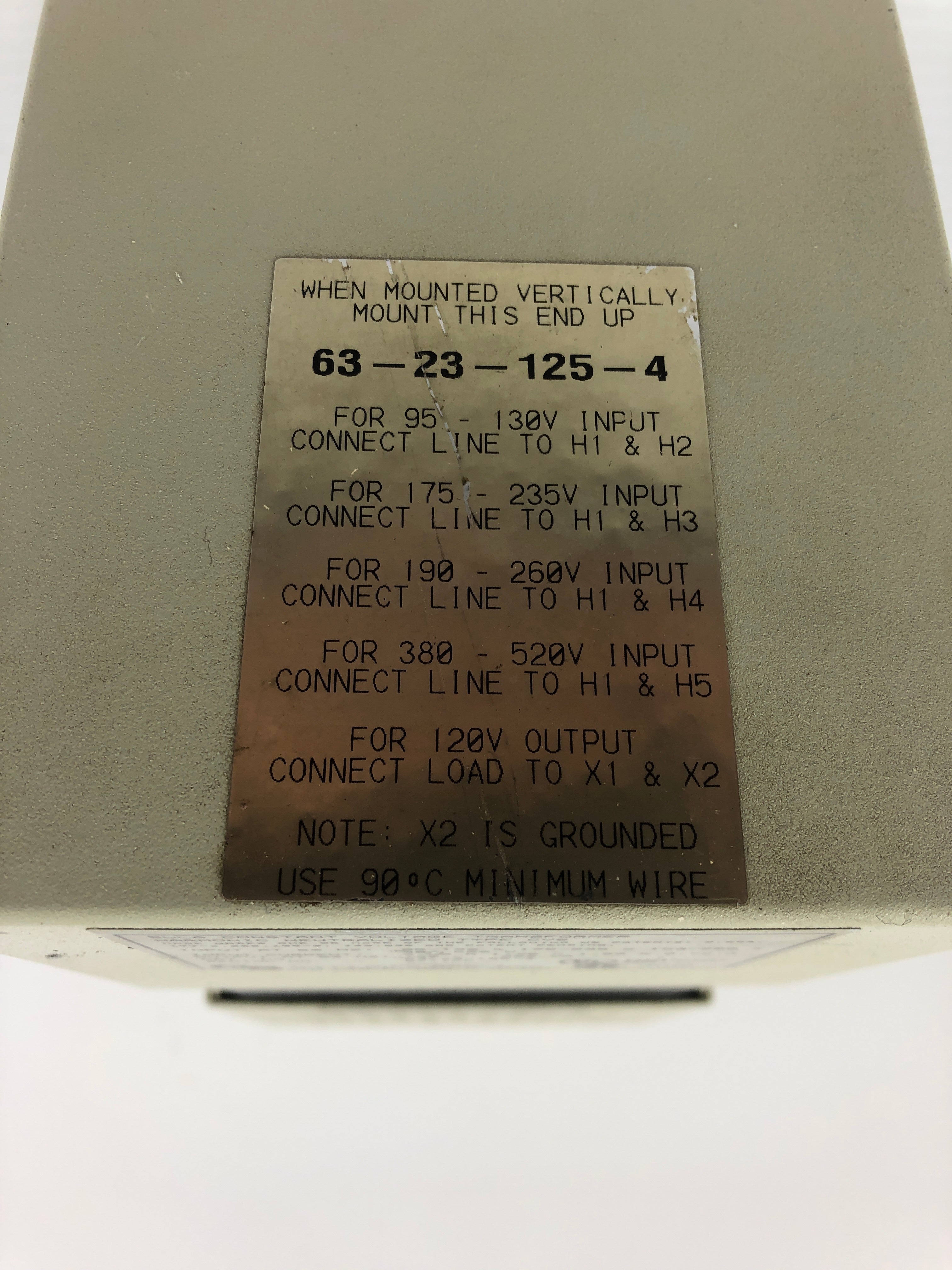 Sola Electric 63-23-125-4 Constant Voltage Transformer 380-520V 3A 60Hz