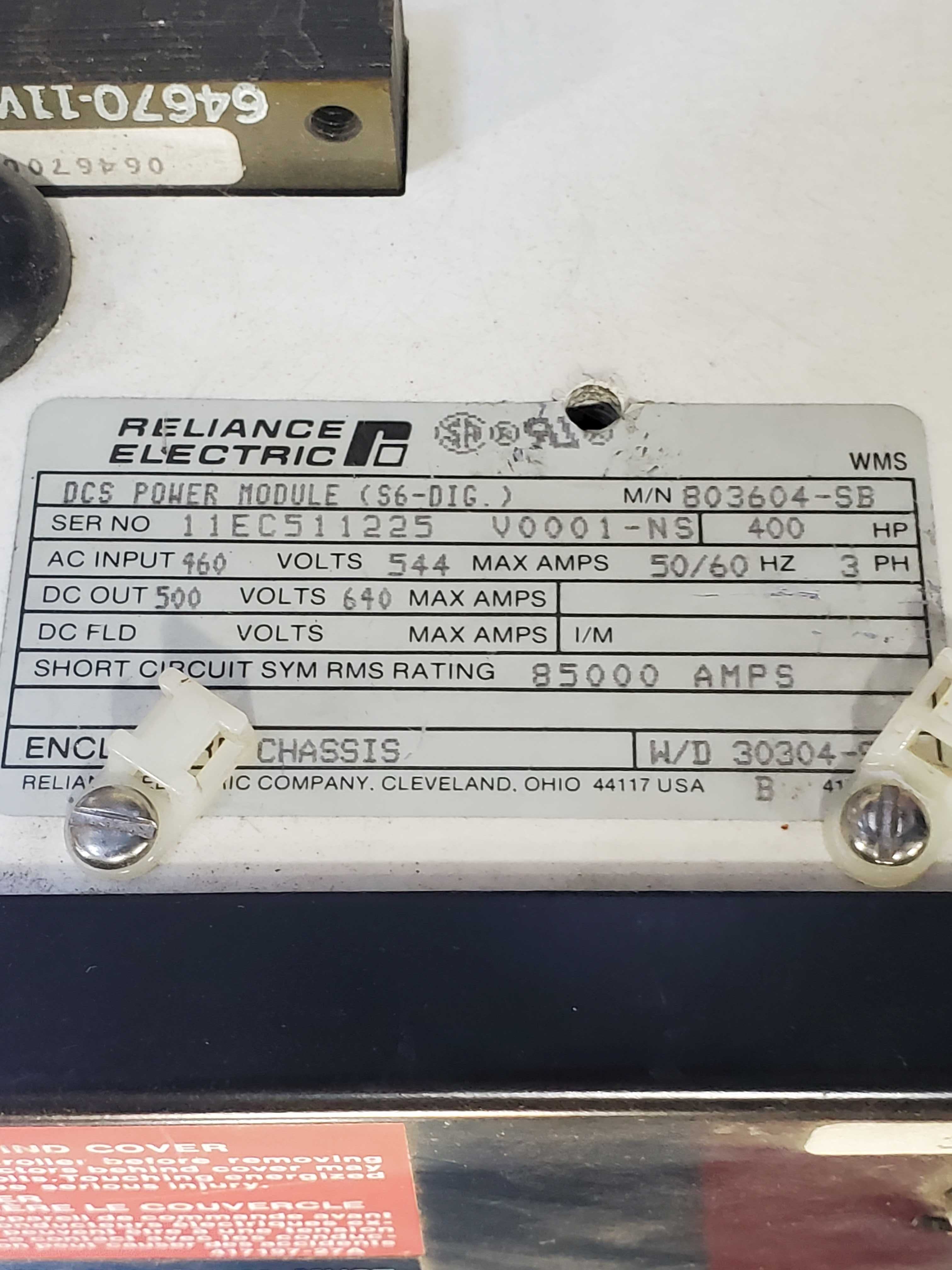 Reliance Electric 803604-SB DCS Power Module Drive Assembly