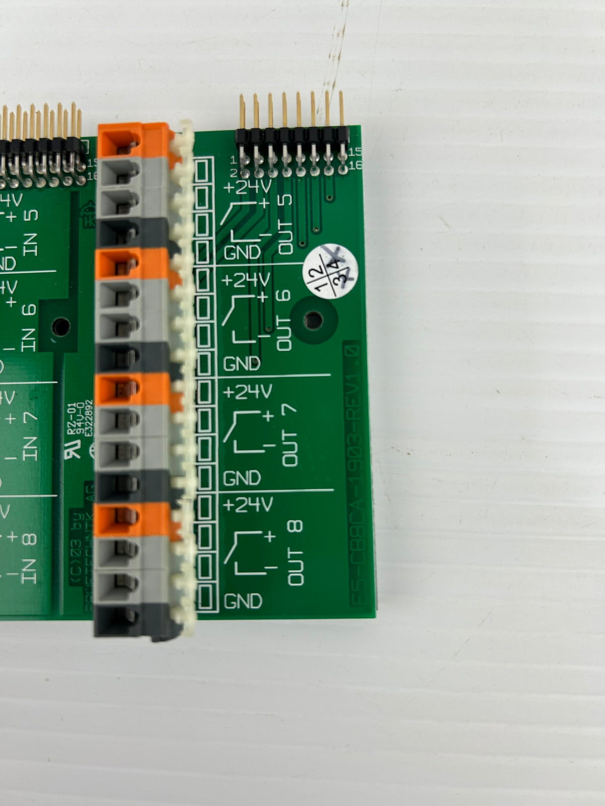PRÜFTECHNIK AG E5-CB8CA-1903 Rev 1.0 I/O Terminal Interface PCB Board 24VDC
