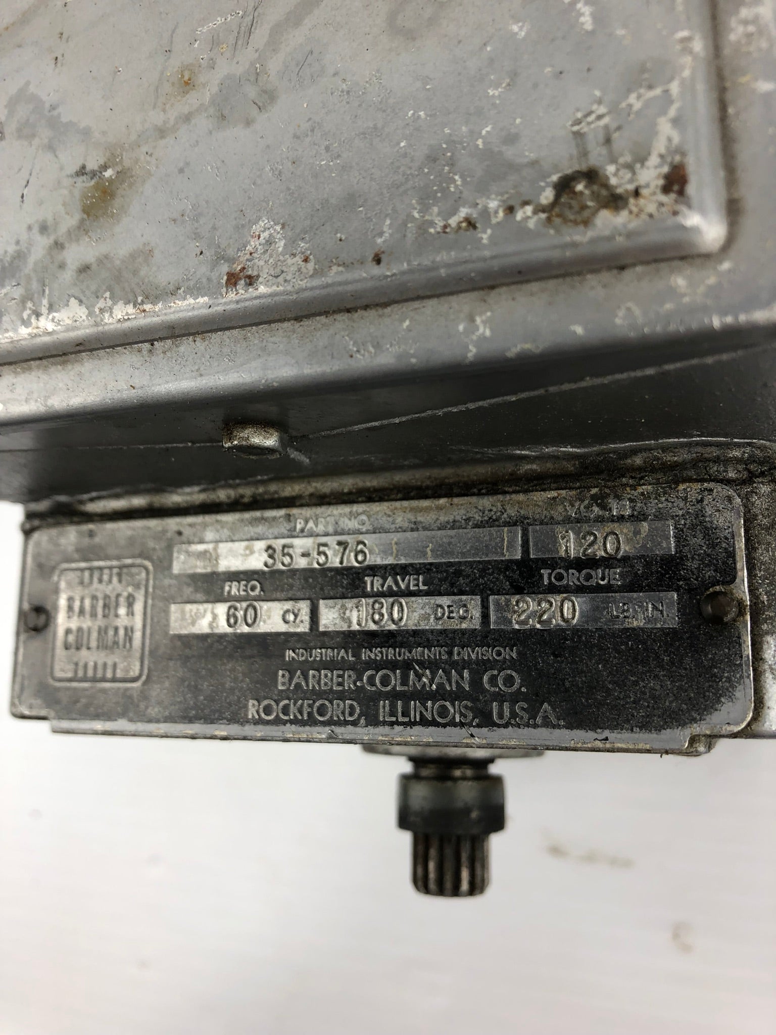 Barber Colman 35-576 Actuator 120V 60-Cycle 180 Degree 220 LB-IN