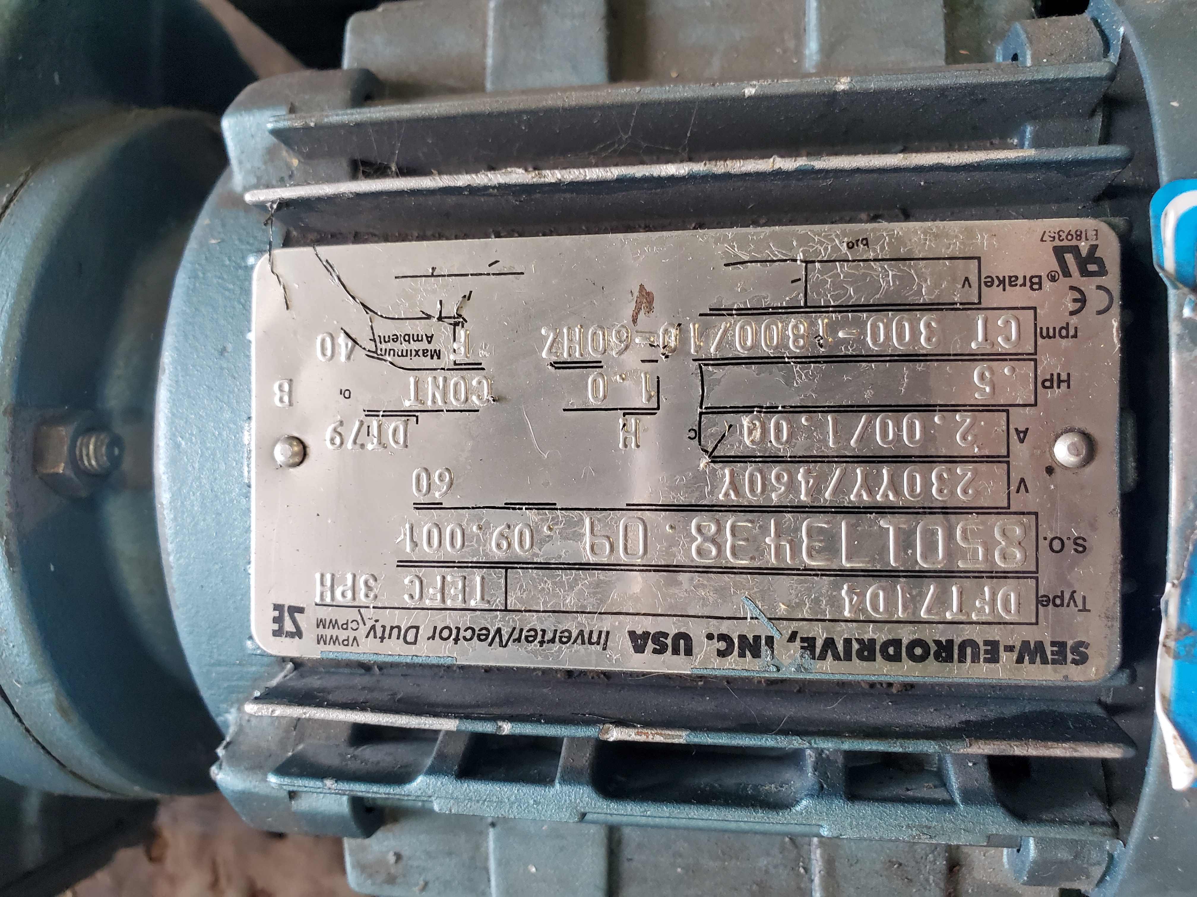 SEW-Eurodrive DFT71D4 Gear Motor 0.5 HP 3 PH SA47DT71D4