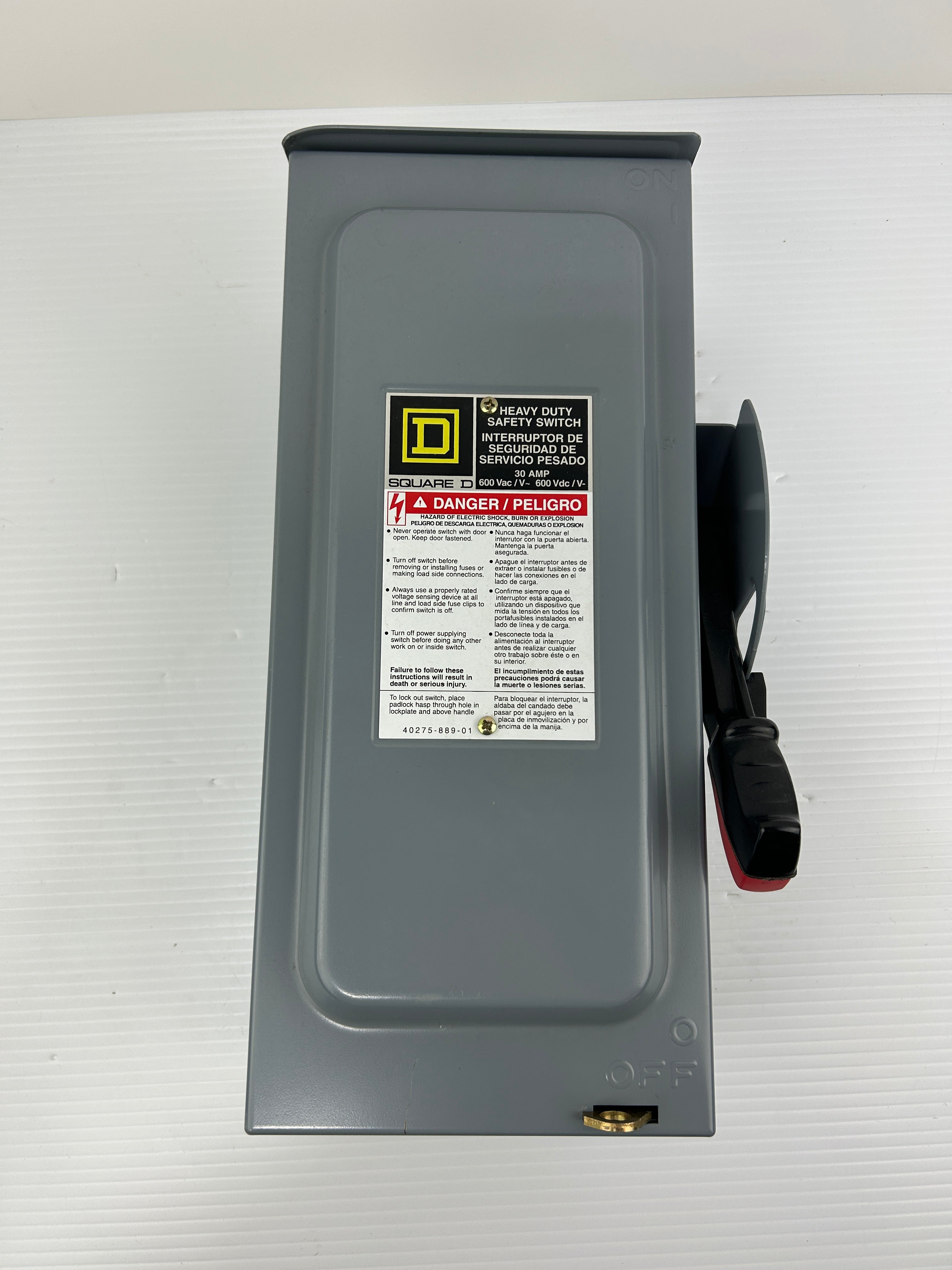 Square D H361RB Heavy Duty Safety Switch Enclosure 30A Series F1 Type 3R