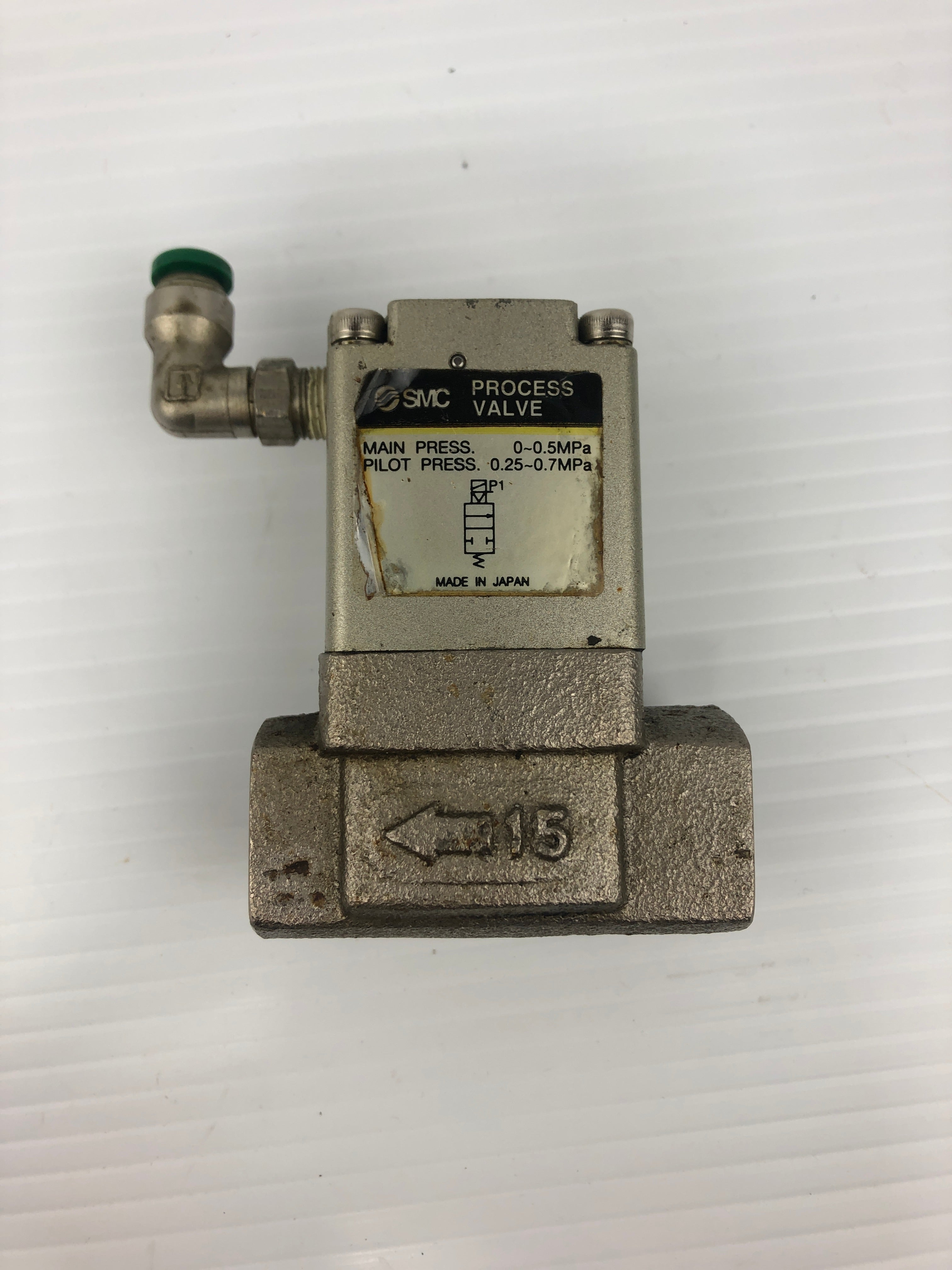 SMC VNC211A Process Valve with 15mm Port and Elbow Fitting