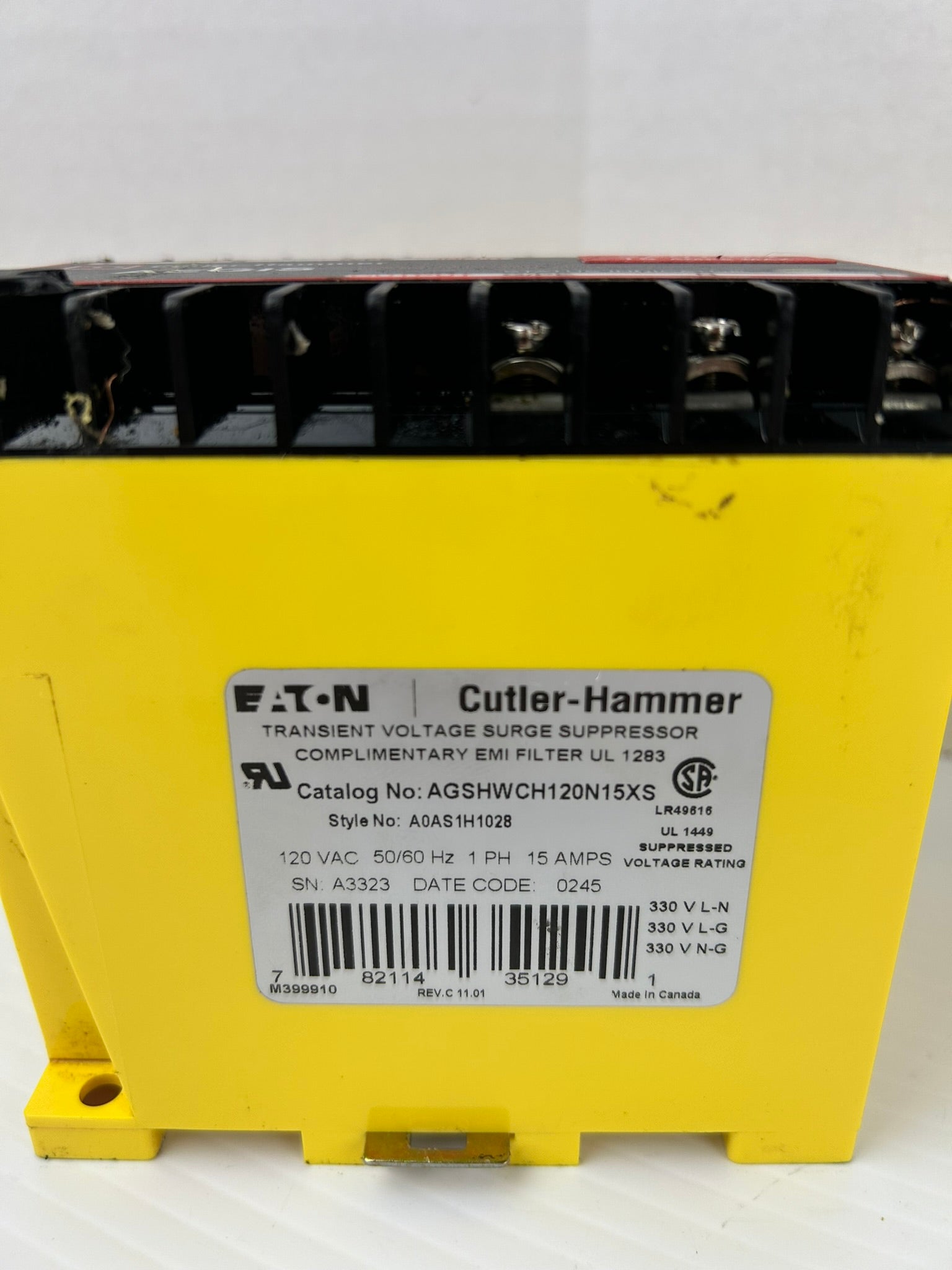 Cutler-Hammer AGSHWCH120N15XS Transient Voltage Surge Suppressor EMI Filter