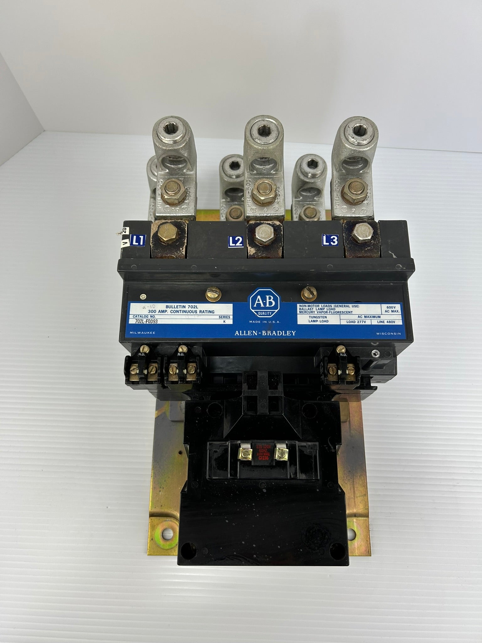 Allen Bradley 702L-F0D93 Contactor 300A 600VAC Series K Bulletin 702L