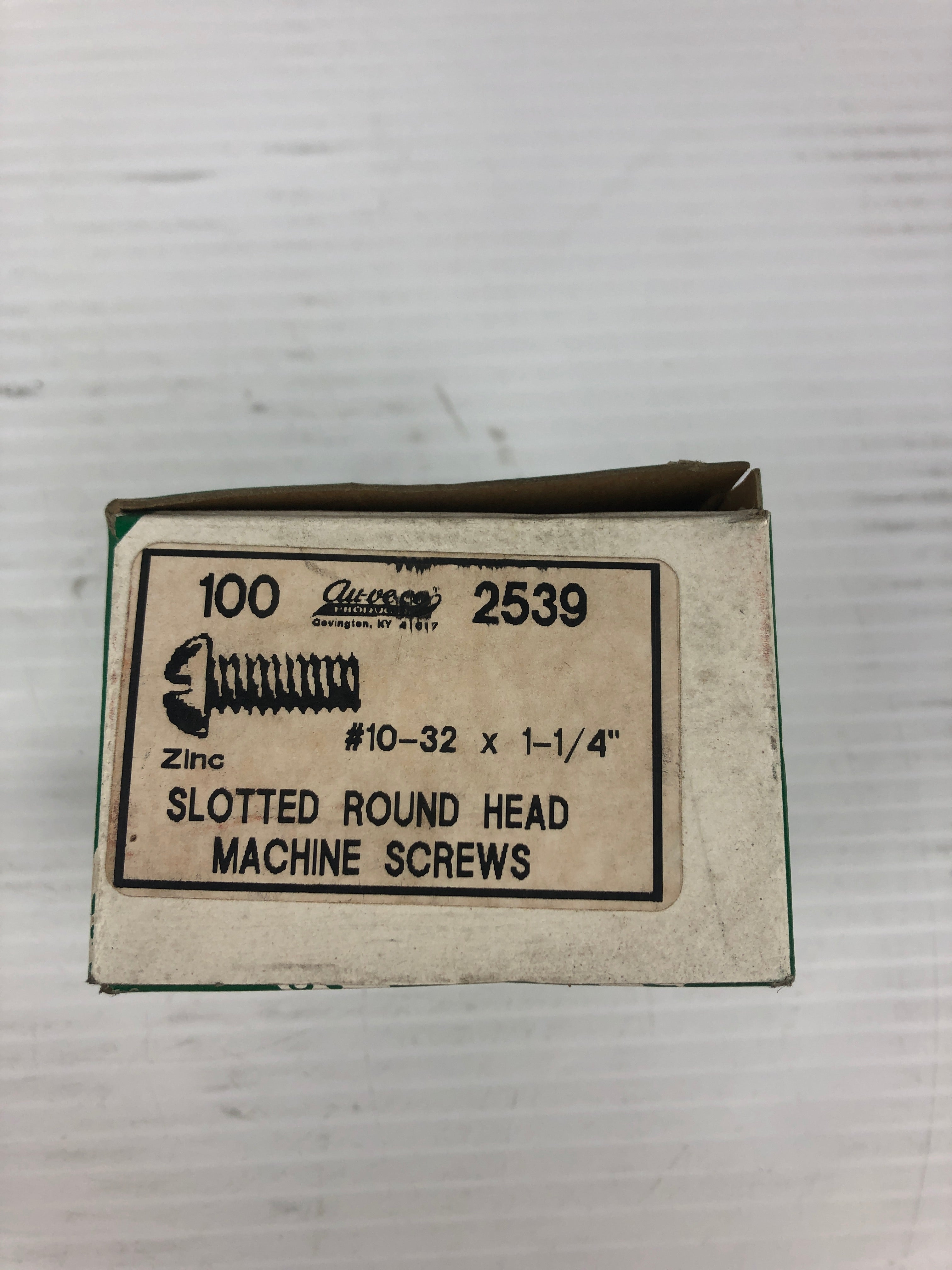 AU-VE-CO 2539 Slotted Round Head Machine Screw #10-32 x 1-1/4" - Lot of 100