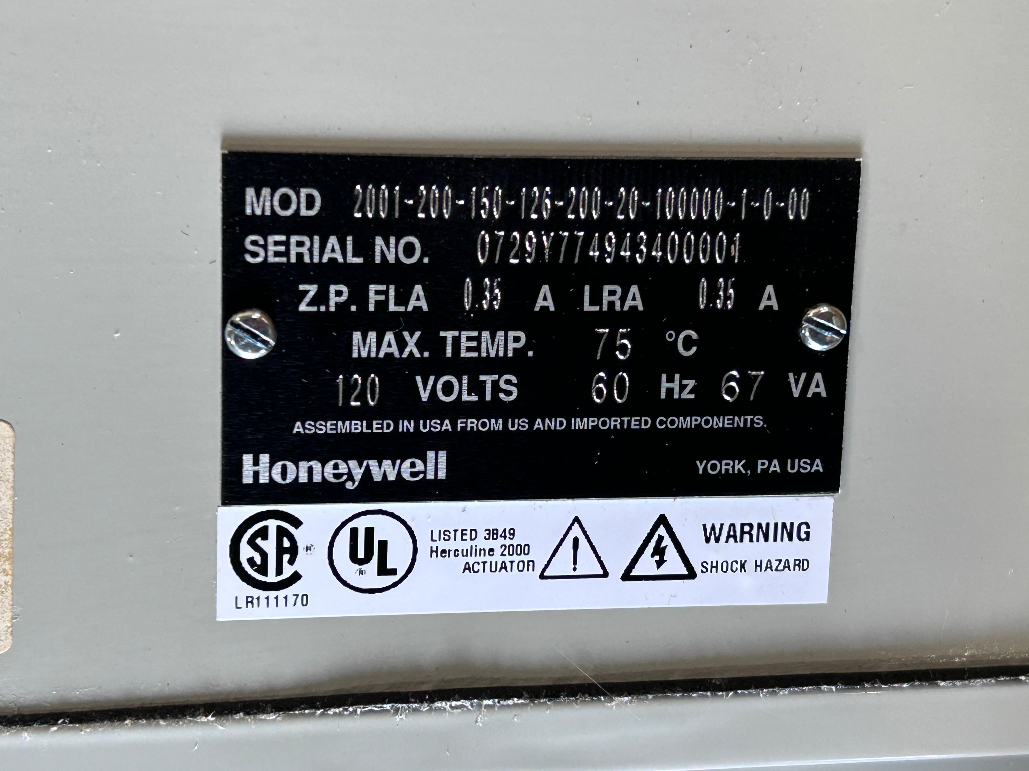 Honeywell 2001-200-150-126-200-20-100000-1-0-00 Modbus RTU