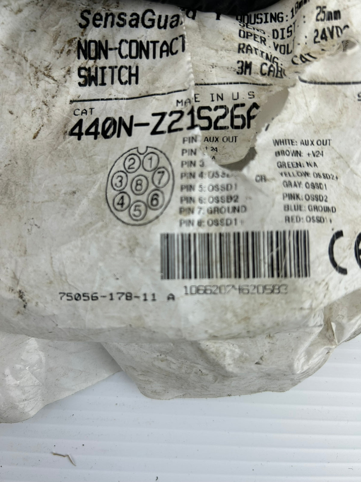 Allen-Bradley 440N-Z21S26A SensaGuard Non-Contact Safety Switch 24VDC 3M Cable