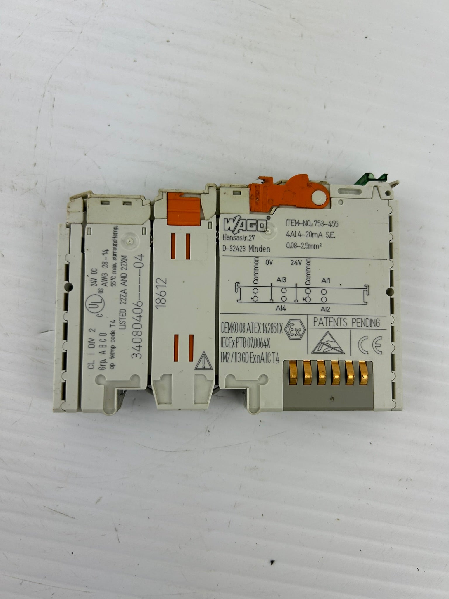 Wago 753-455 Channel Analog Input Module 4AI 4-20mA S.E. - PLC Module