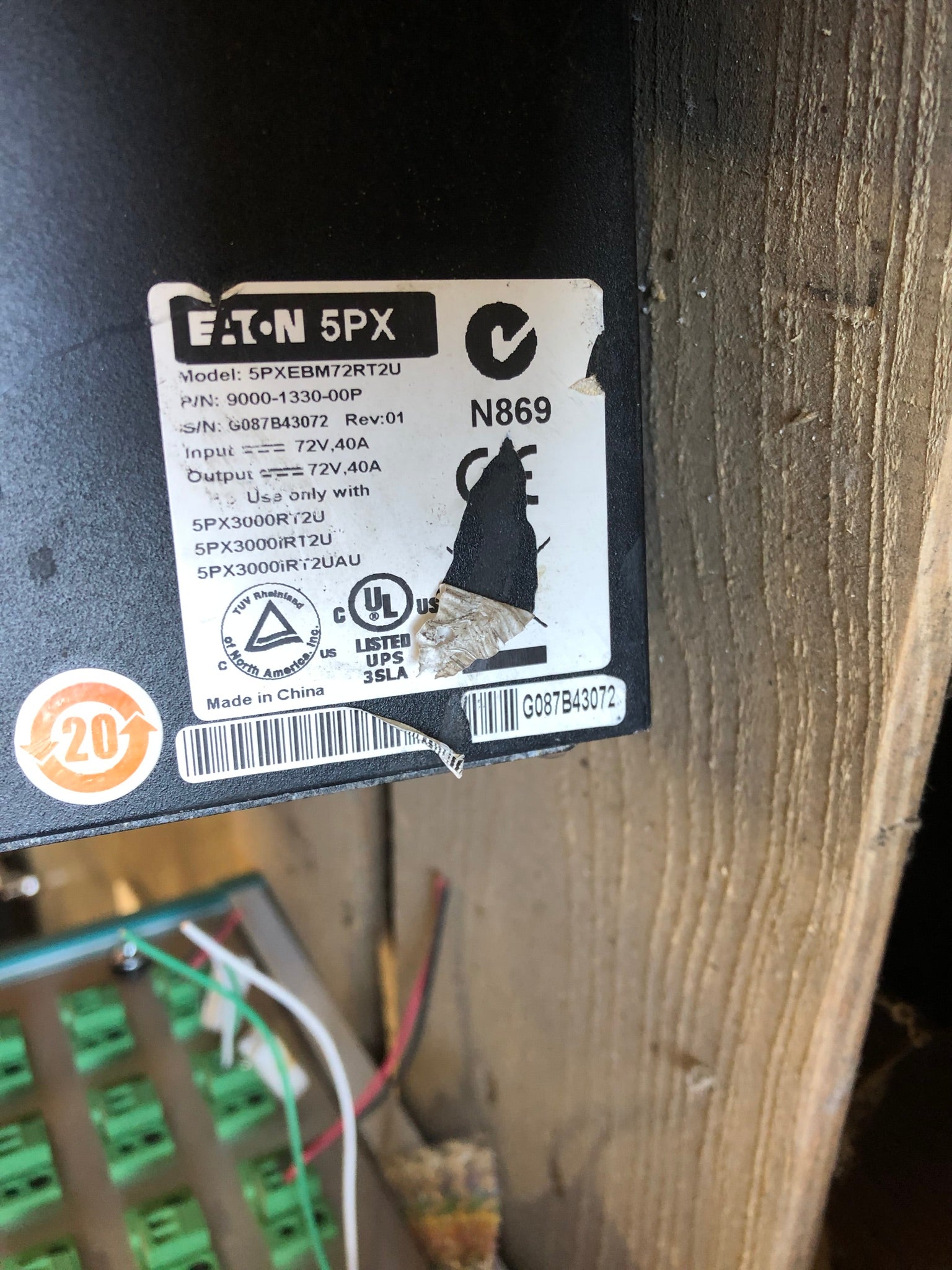 Eaton 5PXEBM72RT2U Power Supply 9000-1330-00P