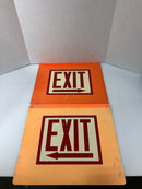 Hangable Plastic Orange Exit Sign with Arrow Hanging Safety - Lot of 2