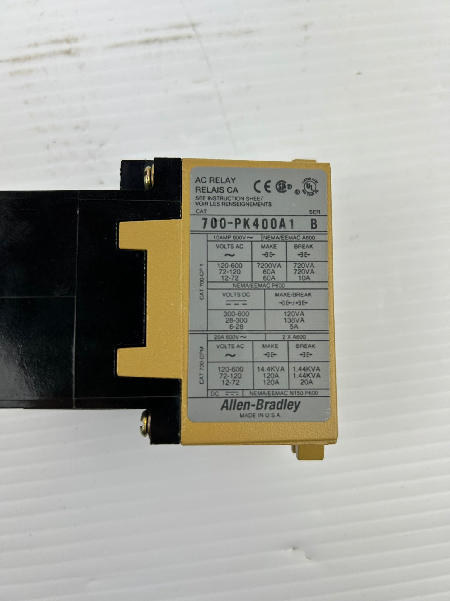 Allen-Bradley 700-PK400A1 AC Relay PK Series B