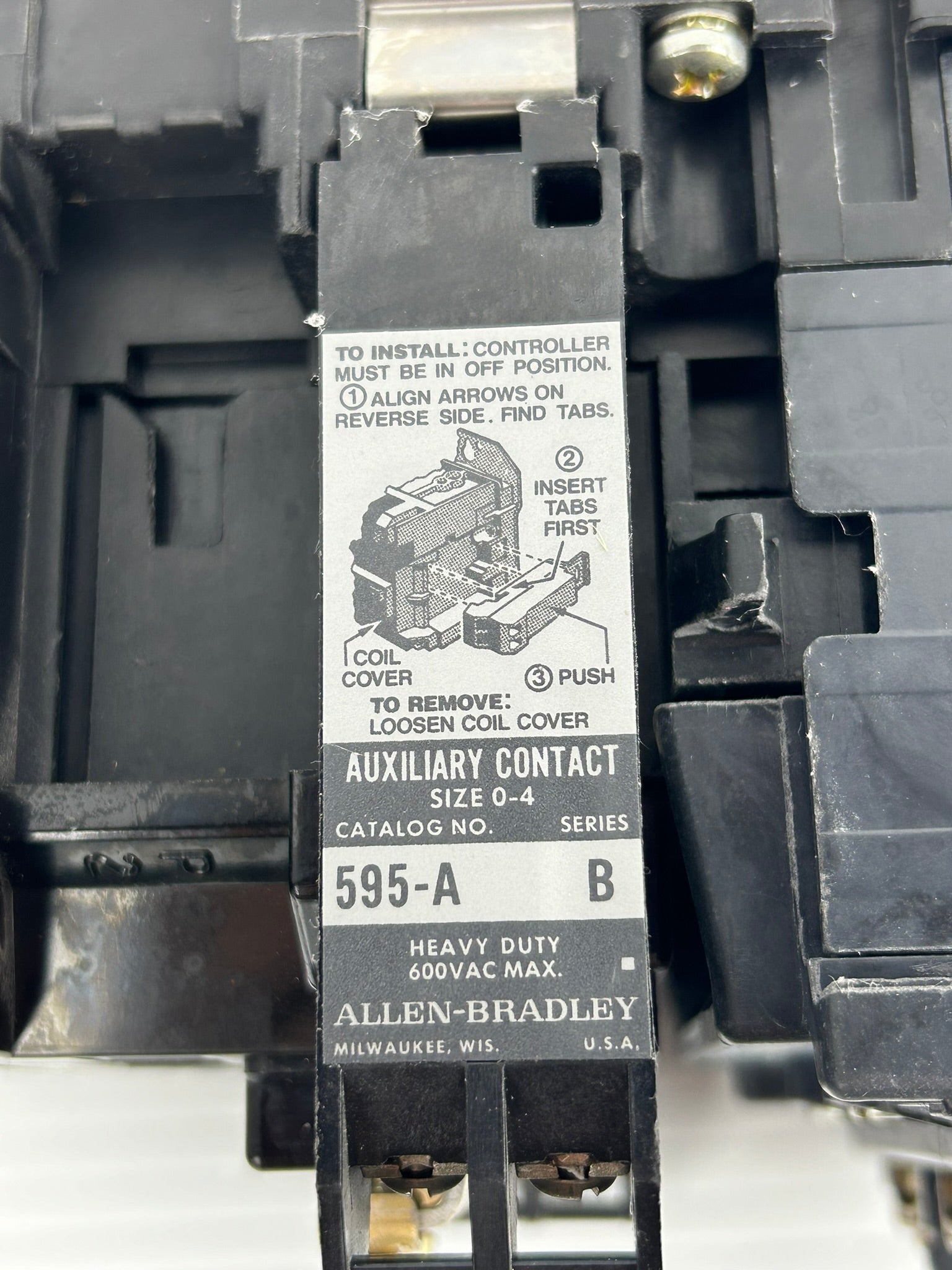 Allen-Bradley 500-B0D930 Contactor Series B With 595-A Aux. Contact Series B