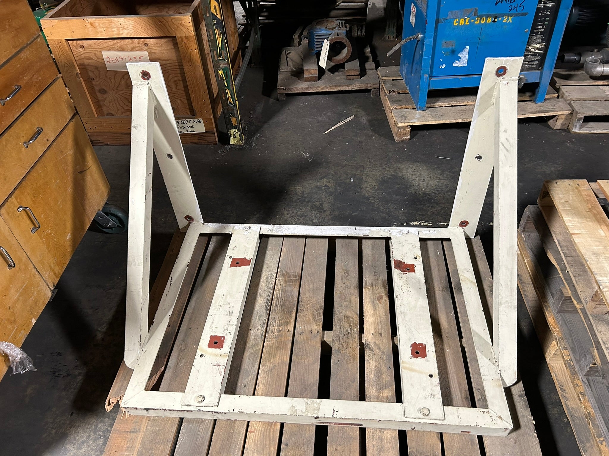 White Forklift Battery Charger Mount Frame Holder - No Hardware