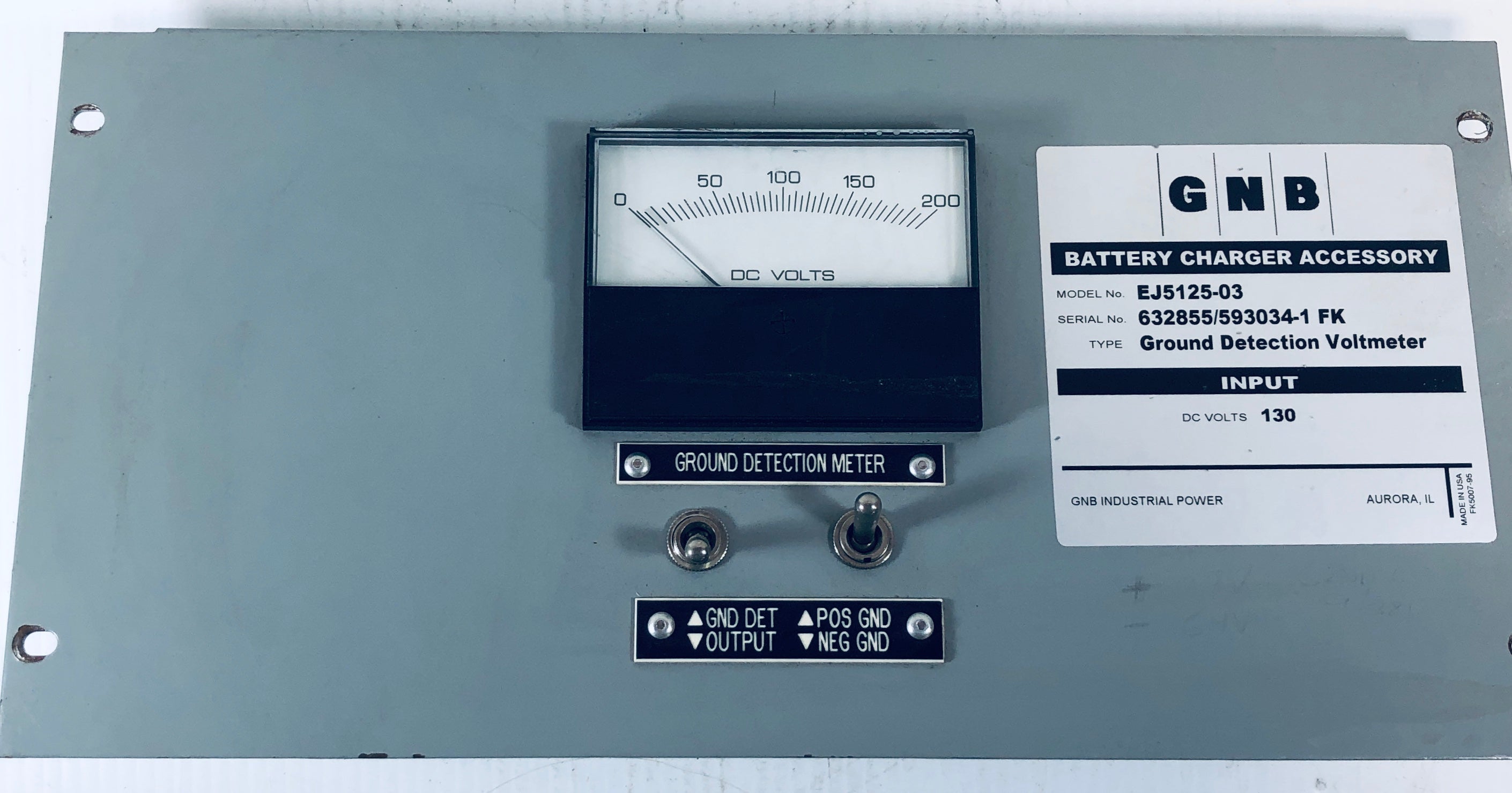 Yokogawa 260320RLRL9JBS DC Volts Meter on GNB Battery Charger Accessory Door