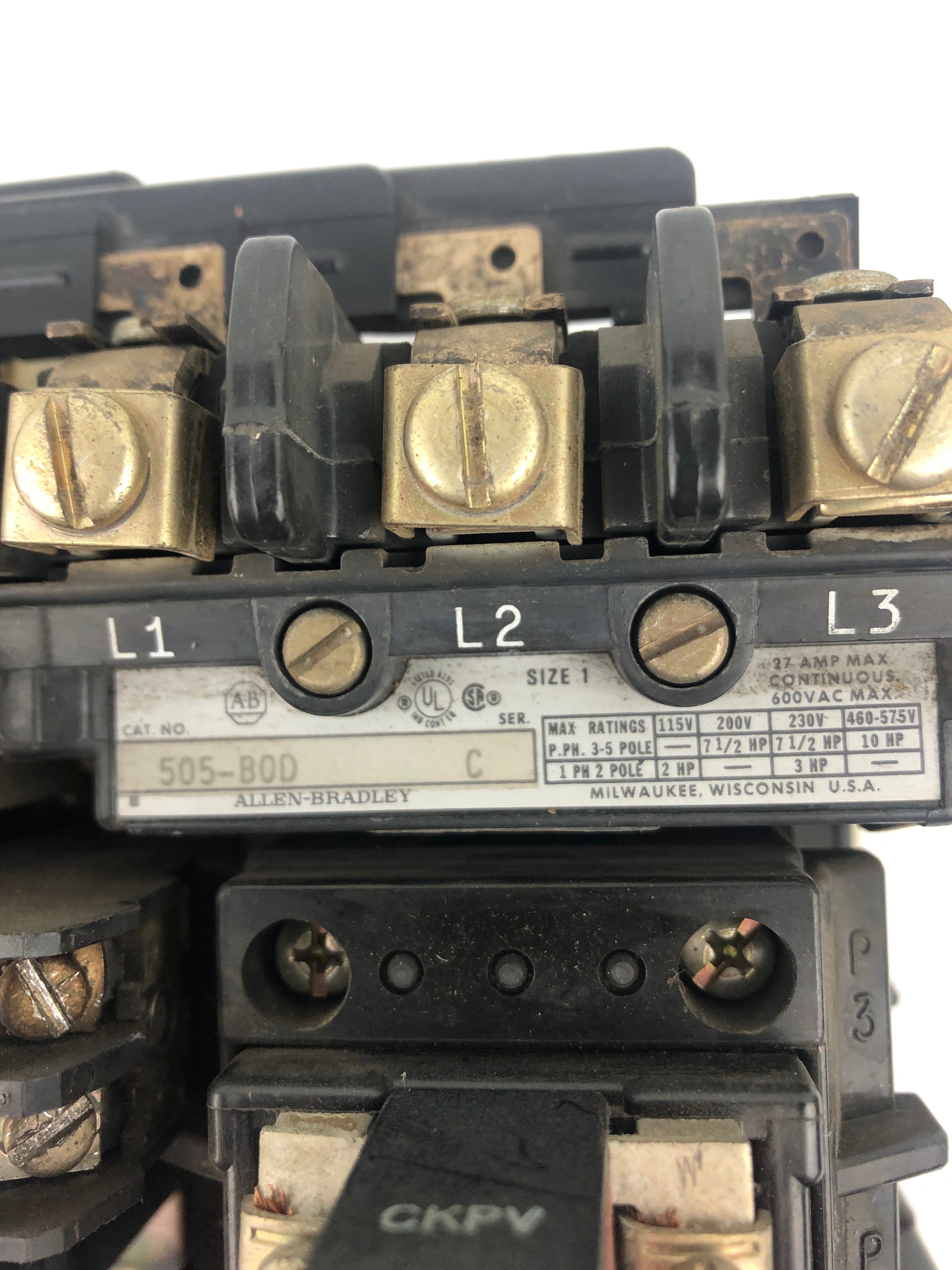 Allen-Bradley 505-BOD Reversing Motor Starter Series C Size 1 505-B0D