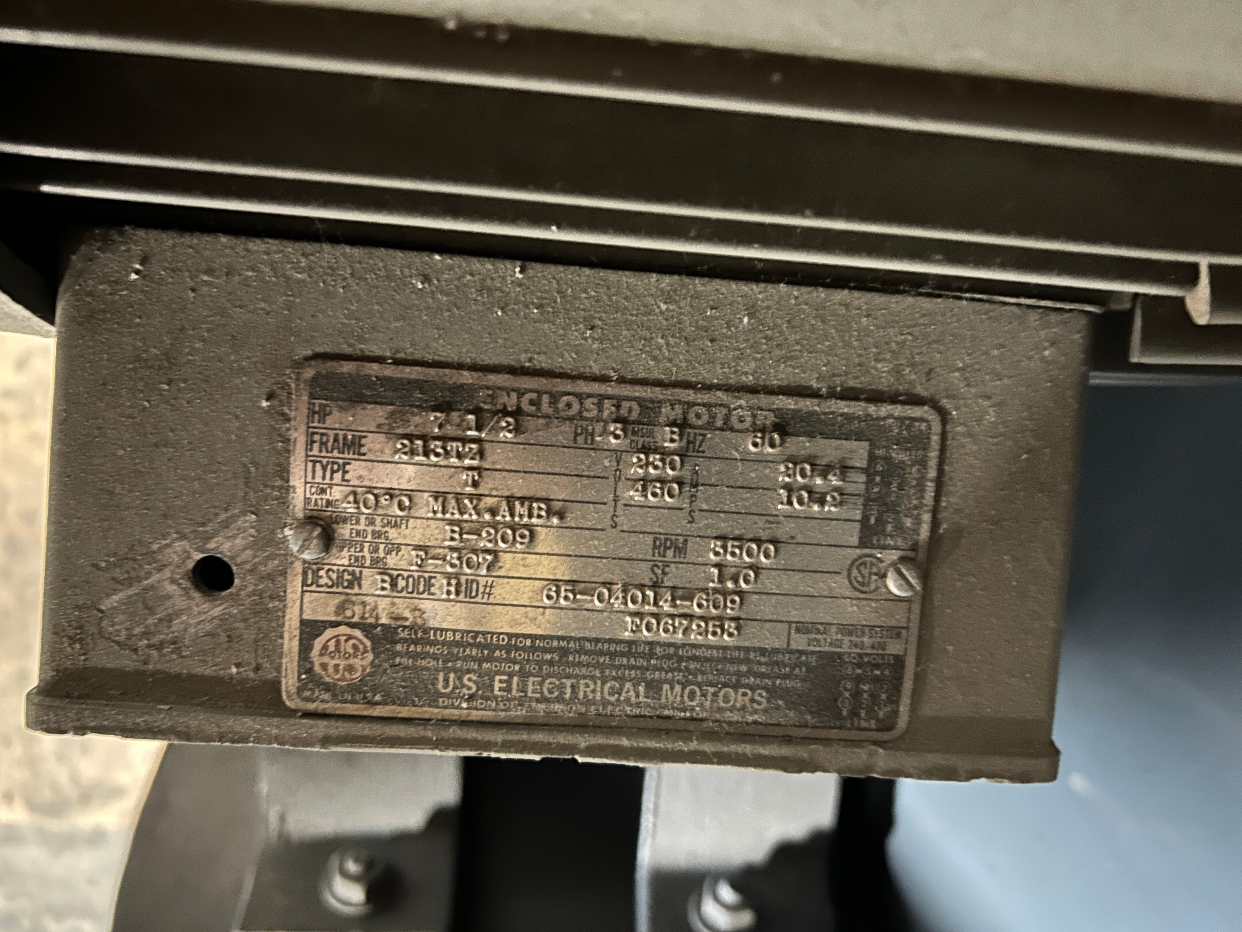 Spencer 1505 Turbo Compressor Blower 7.5HP 3500RPM 450 CFM w/ US Electric Motor