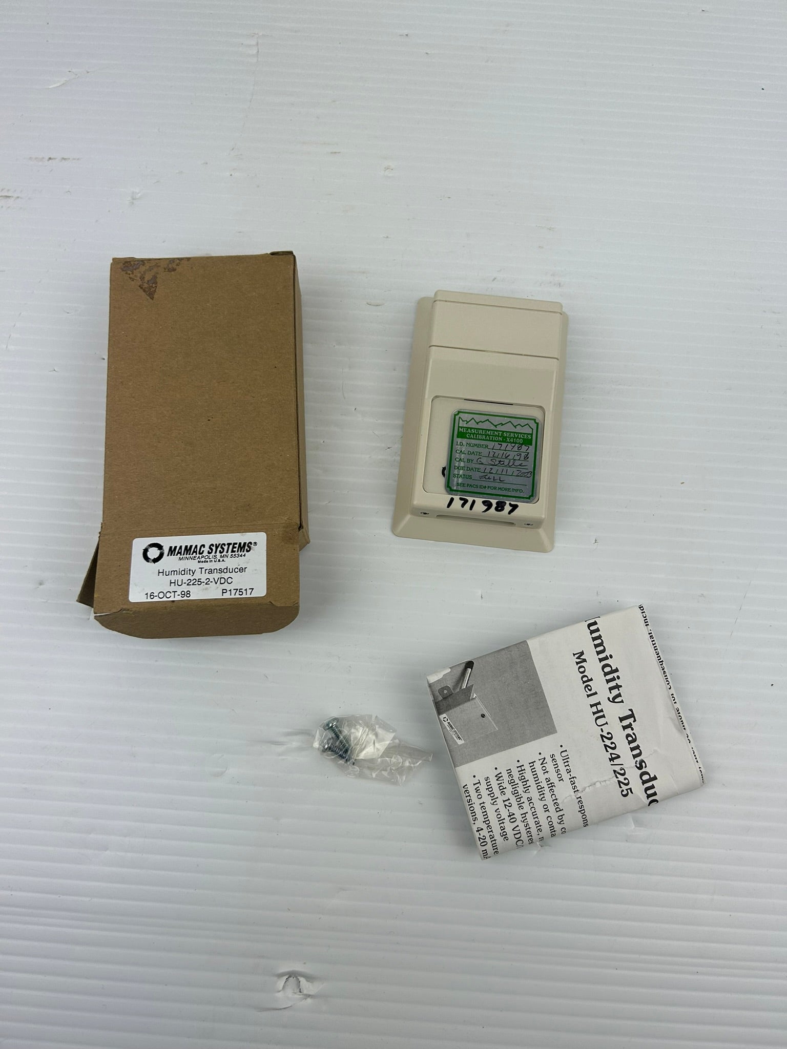Mamac Systems HU-225-2-VDC Humidity Transducer P17517