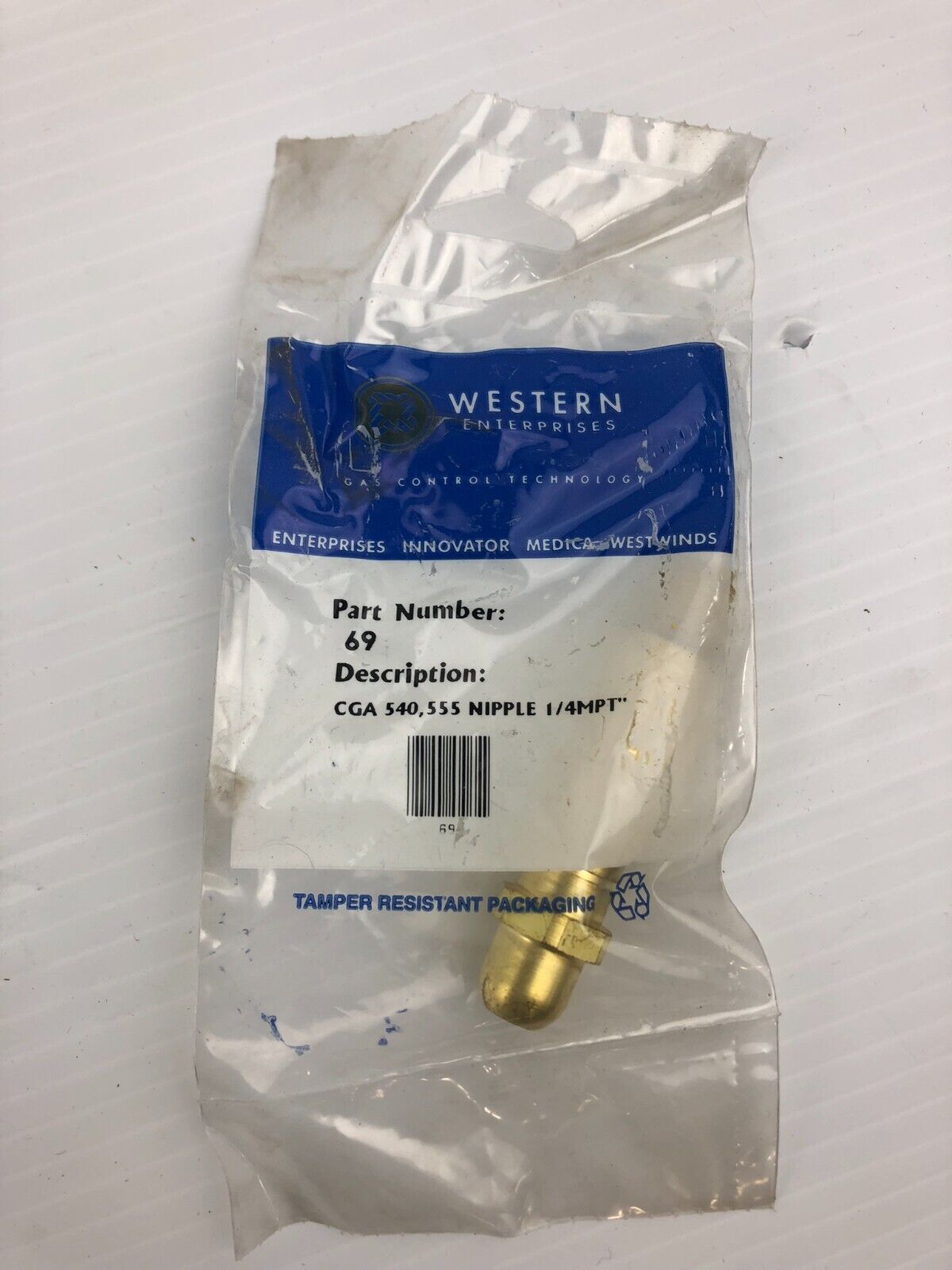 Western Enterprises 69 CGA 540 555 Nipple 1/4MPT"