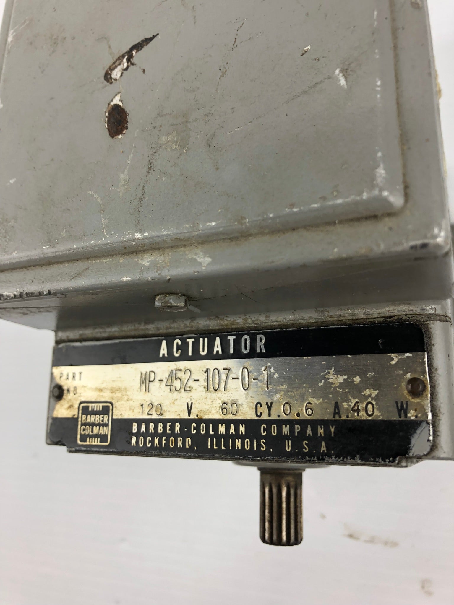 Barber Colman Actuator MP-452-107 120V 60 Cycle 0.6A 40W (MP-452-107-0-1)