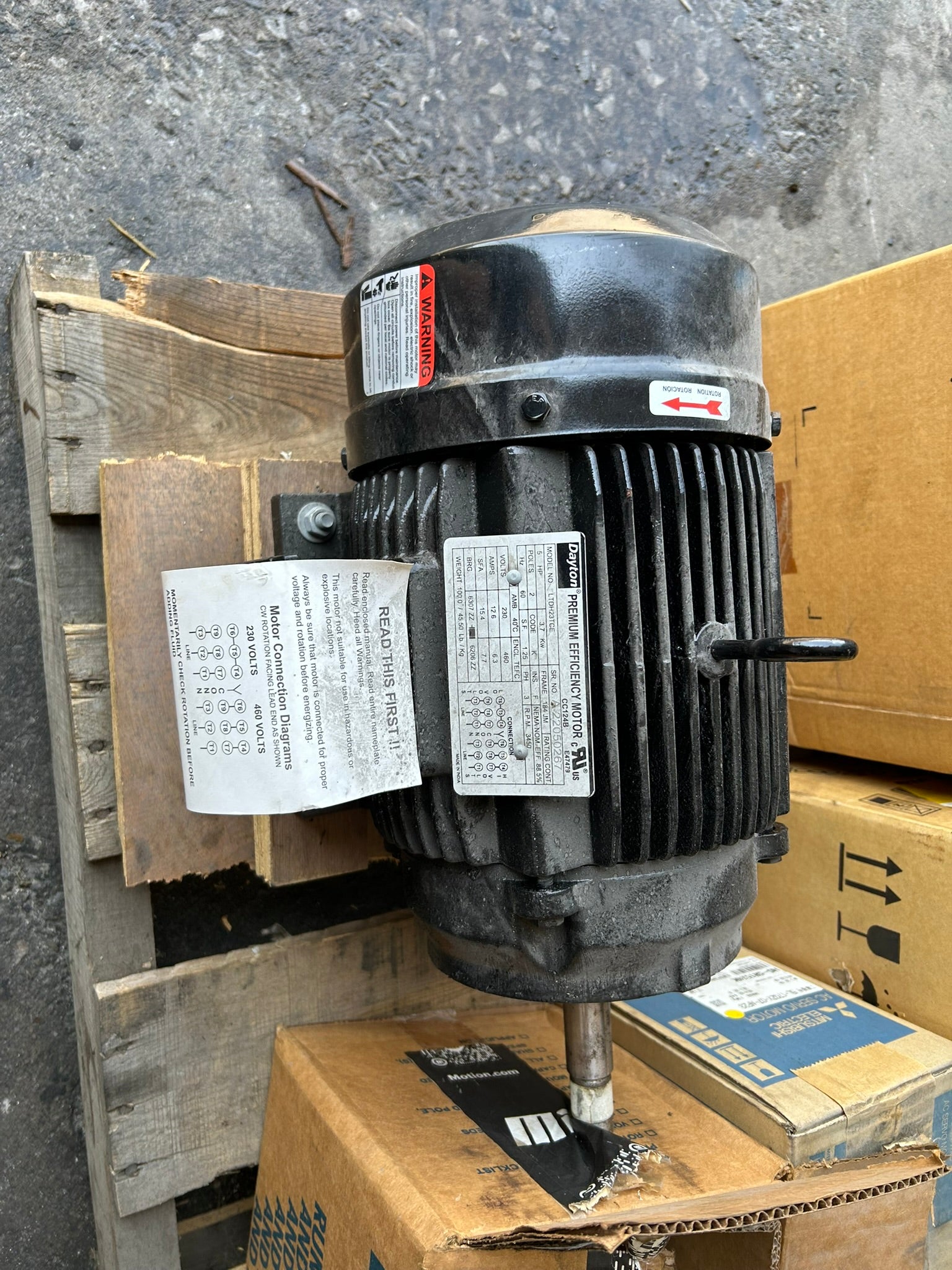 Dayton LTDH23TC-E 5HP 3PH TEFC Electric Motor 230/460V 3450RPM 184JM