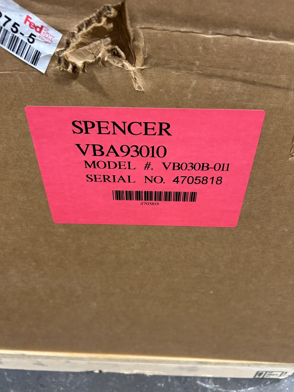 Spencer VB030B-011 Vortex Regenerative Vacuum Blower 4.7A@460V VBA93010