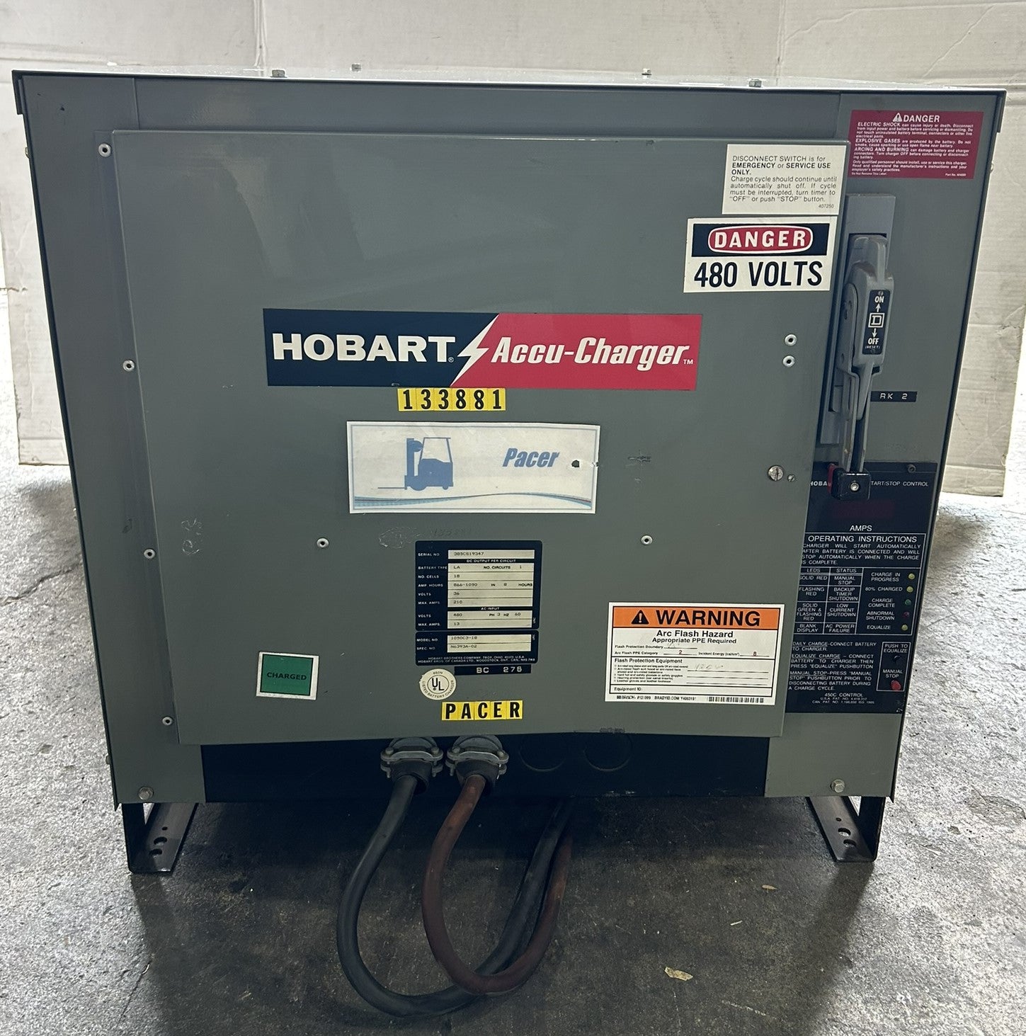 Hobart Accu-Charger 1050C3-18 Forklift Battery Charger 18 Cells LA Type 36V