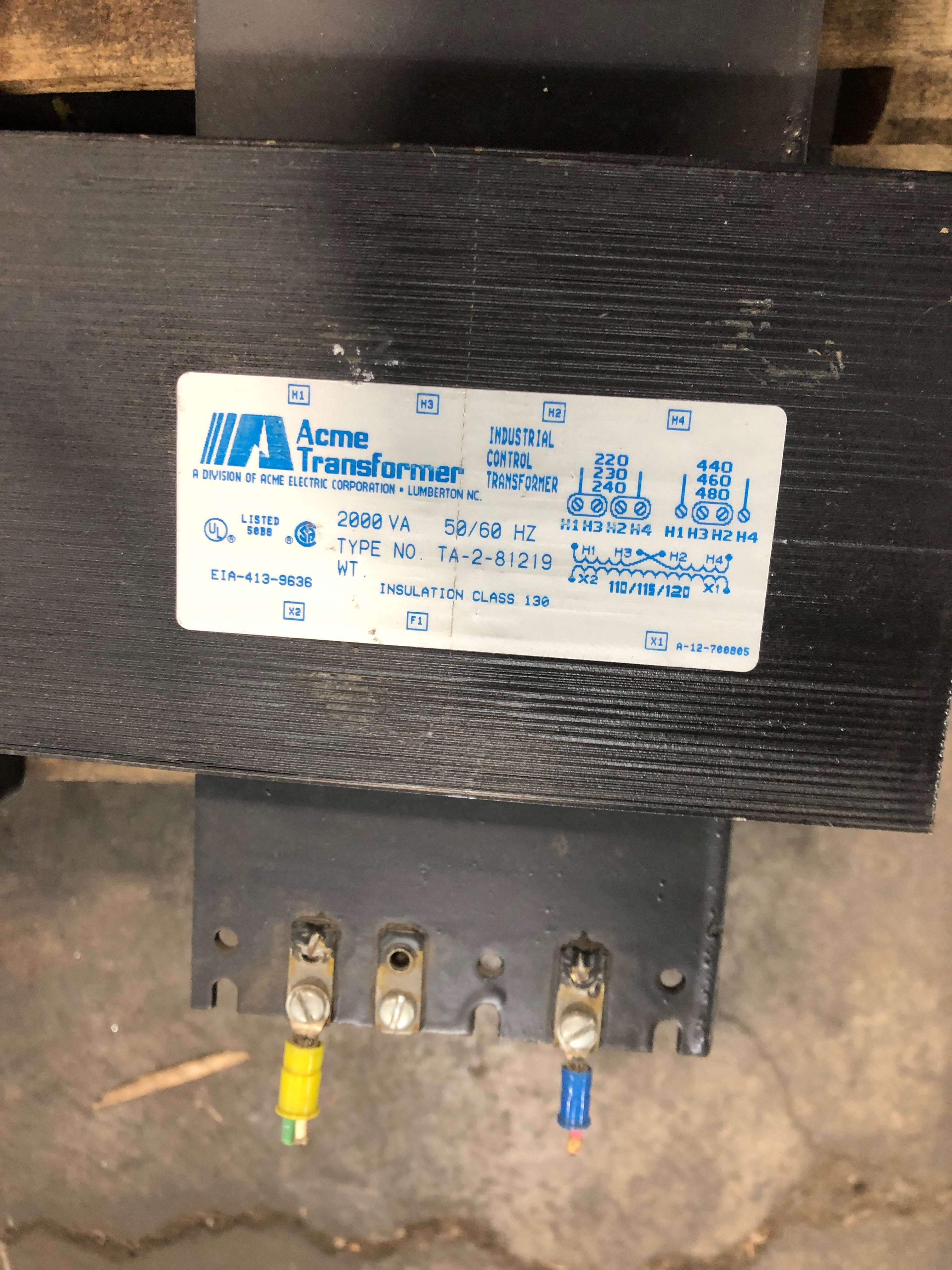 Acme TA-2-81219 Industrial Control Transformer 2000VA 50/60Hz Class 130
