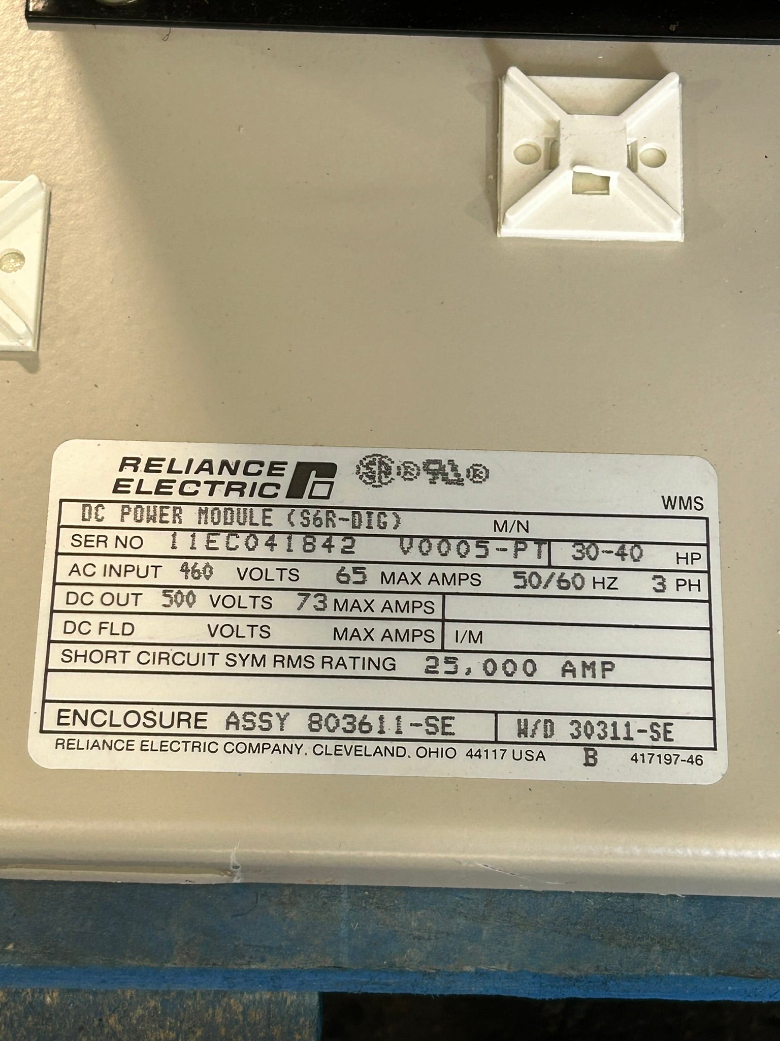 Reliance Electric DC Power Module 803611-SE 30-40HP 3PH 460/500V 65/73A 30311-SE