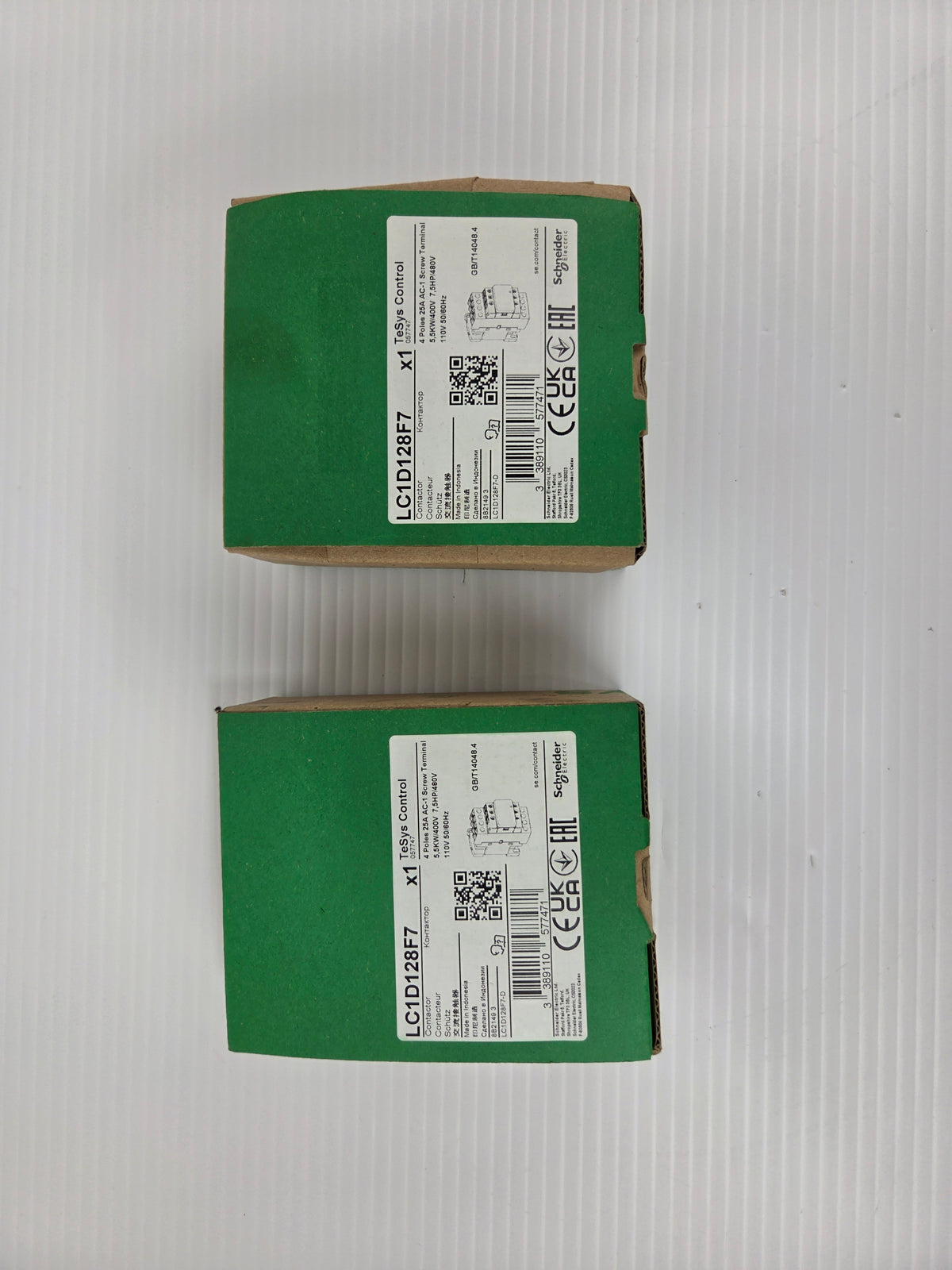 Schneider LC1D128F7 TeSys D Control Contactors 25A 4P 110VAC 2NO 2NC - Lot of 2