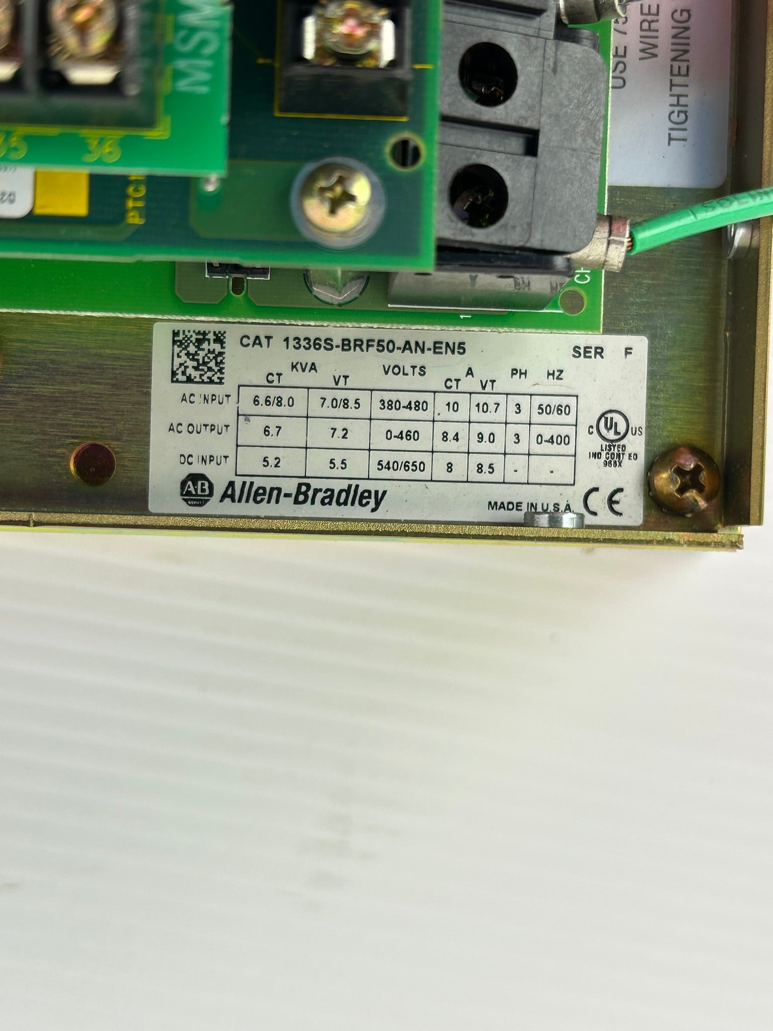 Allen Bradley 1336S-BRF50-AN-EN5 AC Drive Series F - Missing Top Cover