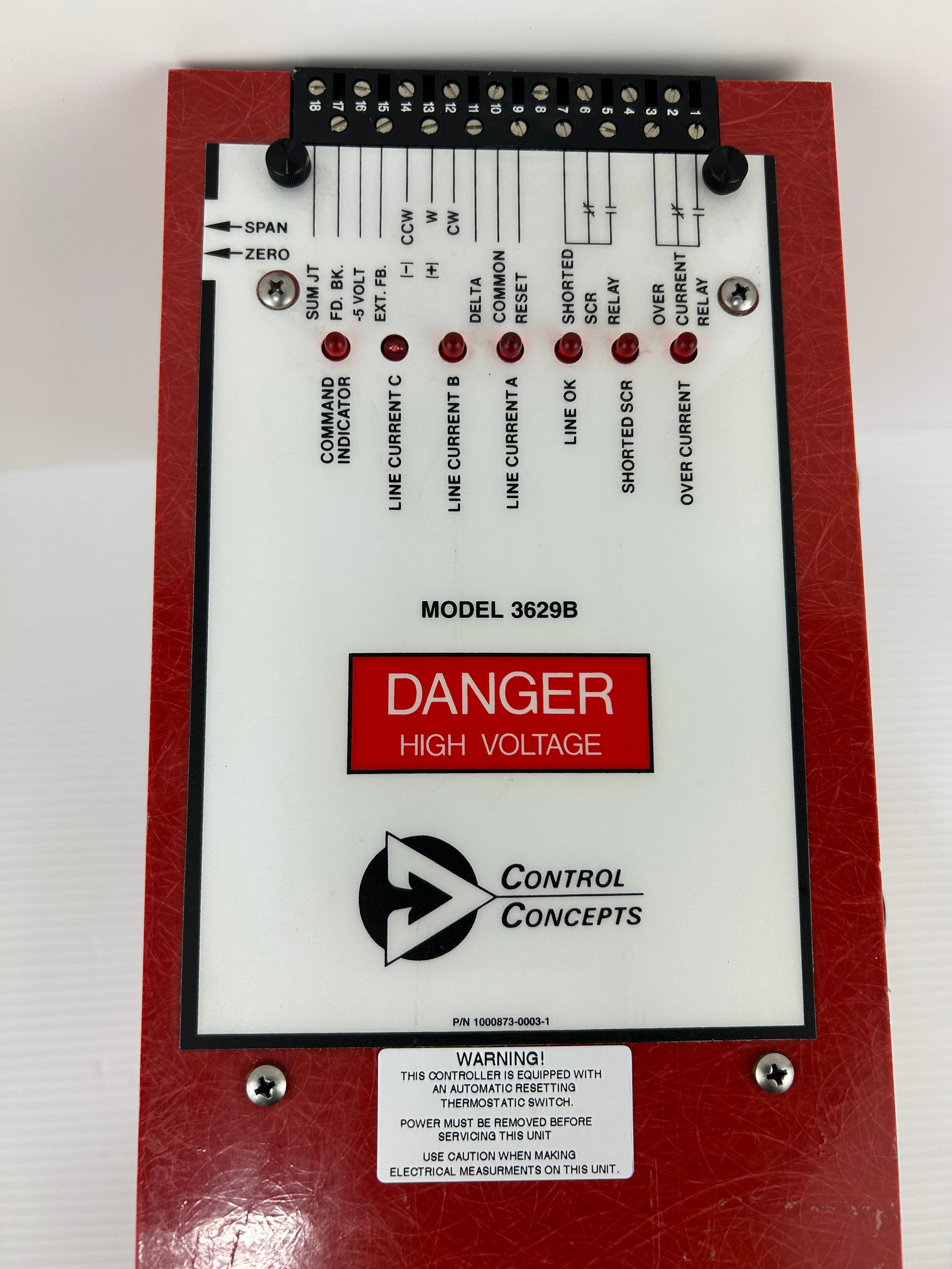 Control Concepts 3629B-V-480V-120A-4/20mA SCR Power Controller 3PH 480VAC 120A