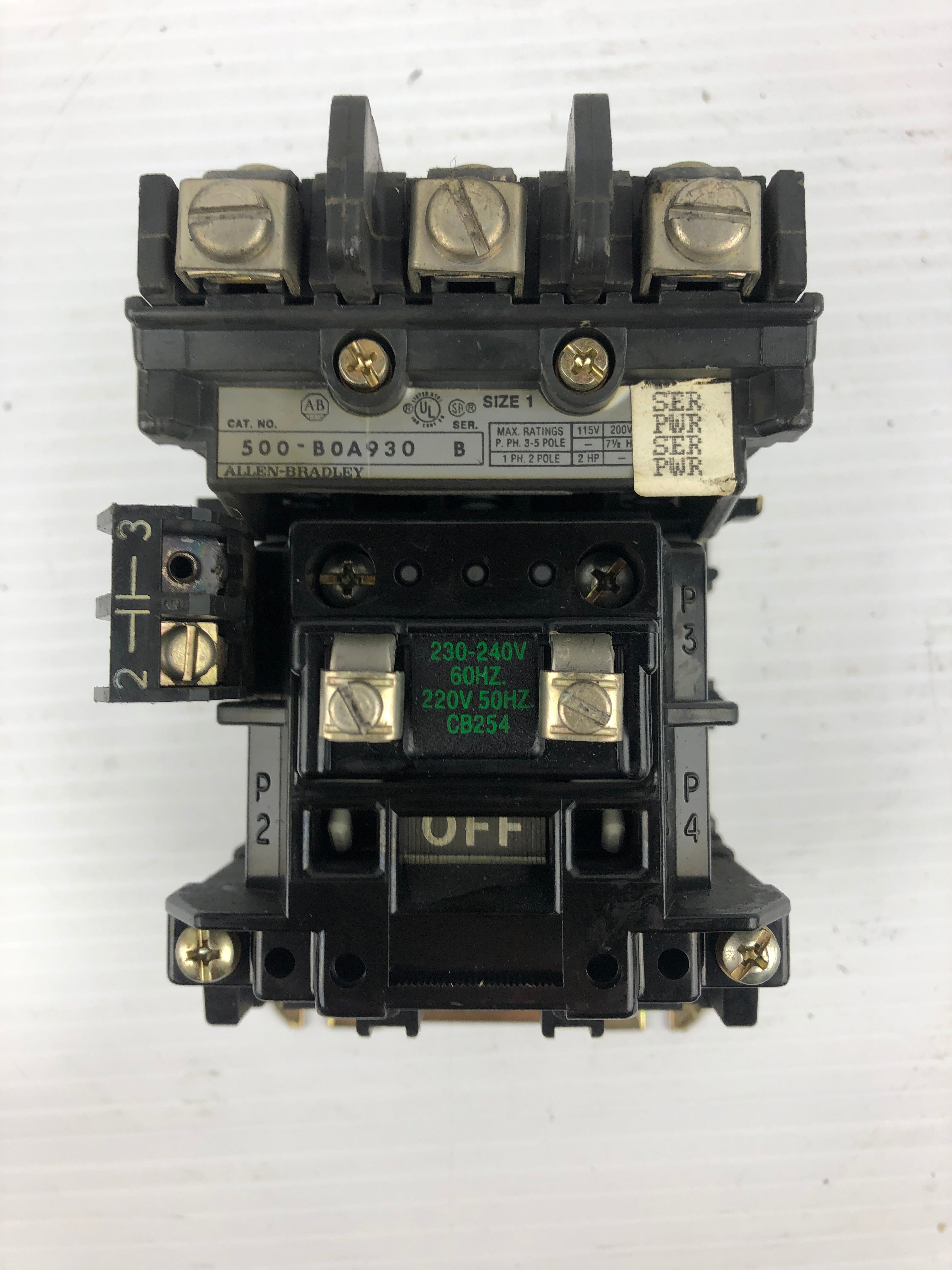 Allen-Bradley 500-B0A930 Contactor Starter Series B Size 1 with 595-A Contact