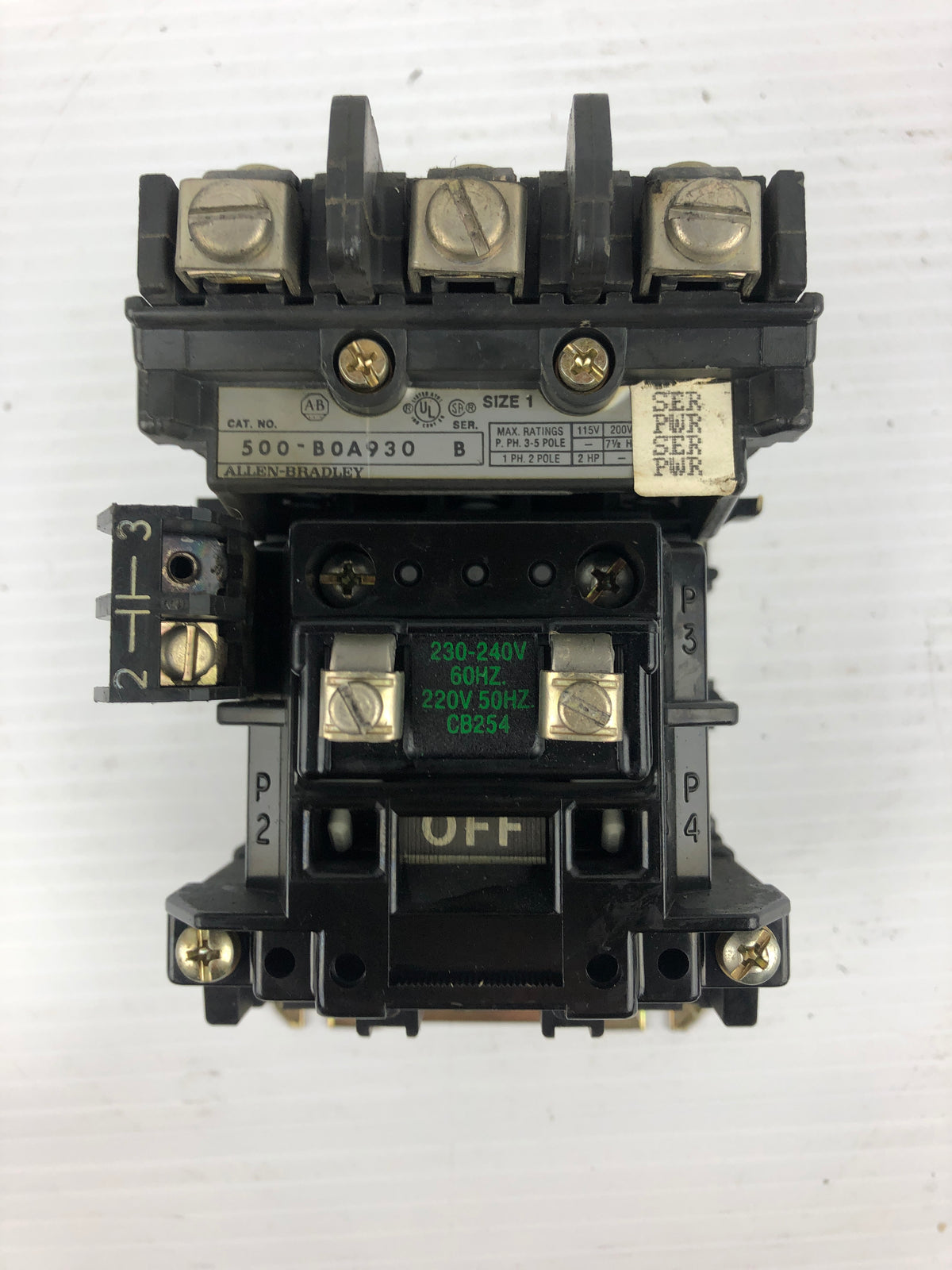 Allen-Bradley 500-B0A930 Contactor Starter Series B Size 1 with 595-A Contact
