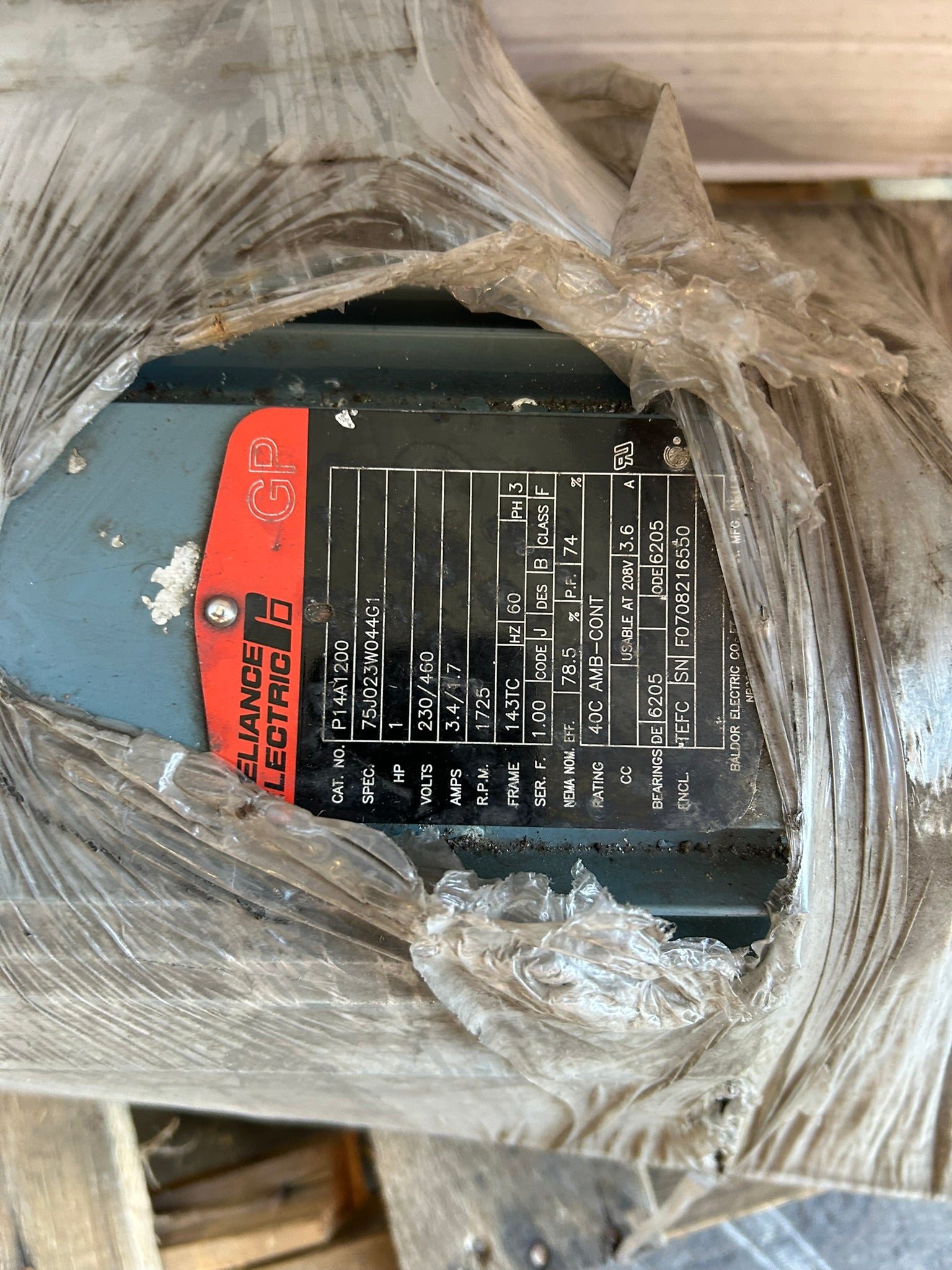 Reliance P14A1200 Electric Motor 1HP 3 Phase 1725 RPM