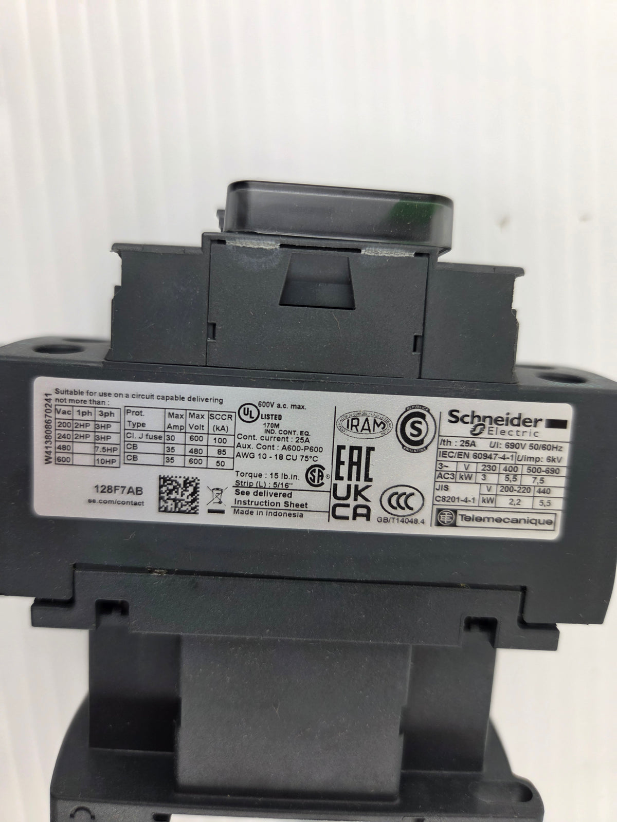 Schneider LC1D128F7 TeSys D Control Contactors 25A 4P 110VAC 2NO 2NC - Lot of 2