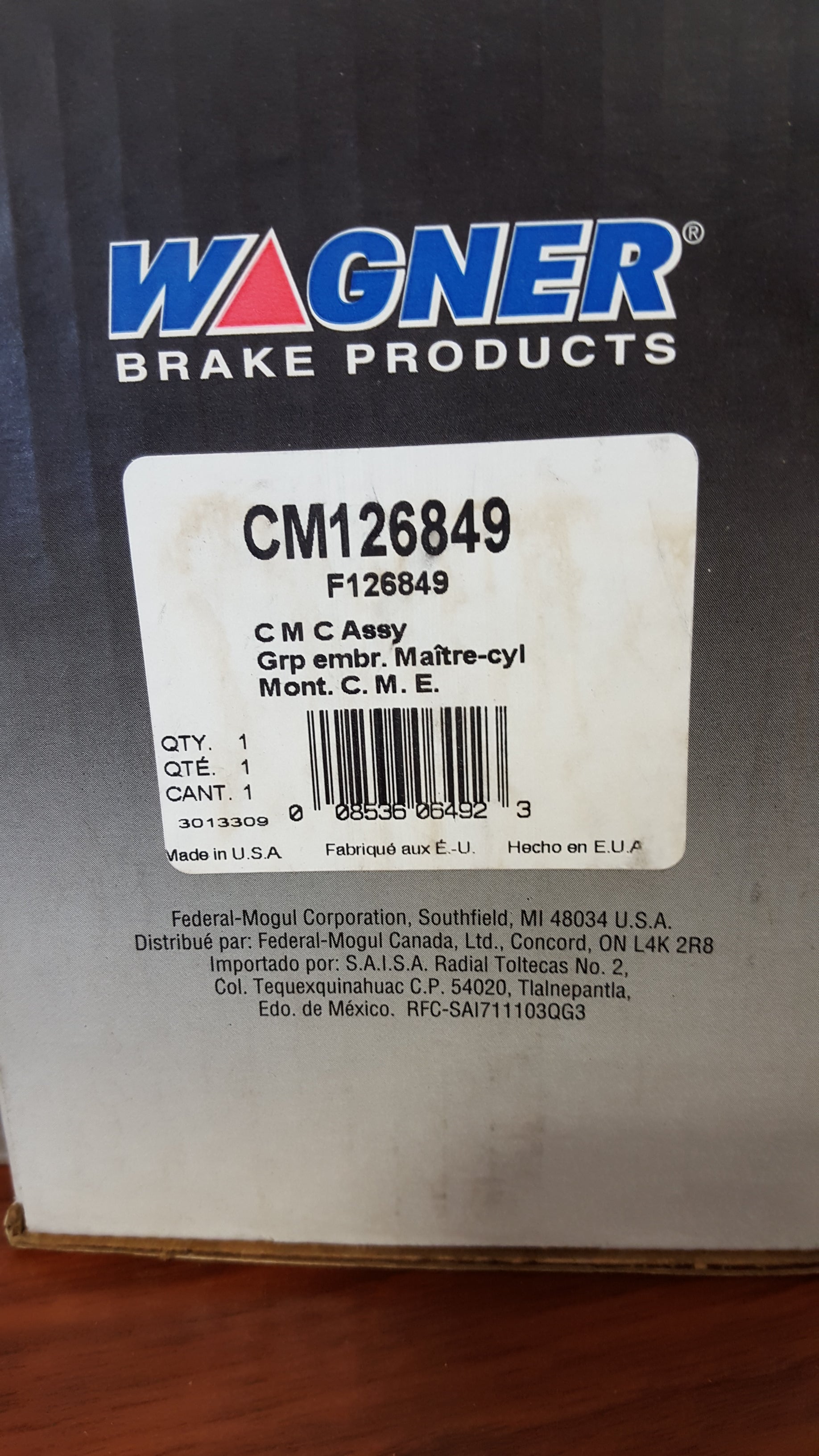 Wagner Clutch Master Cylinder Assembly CM126849