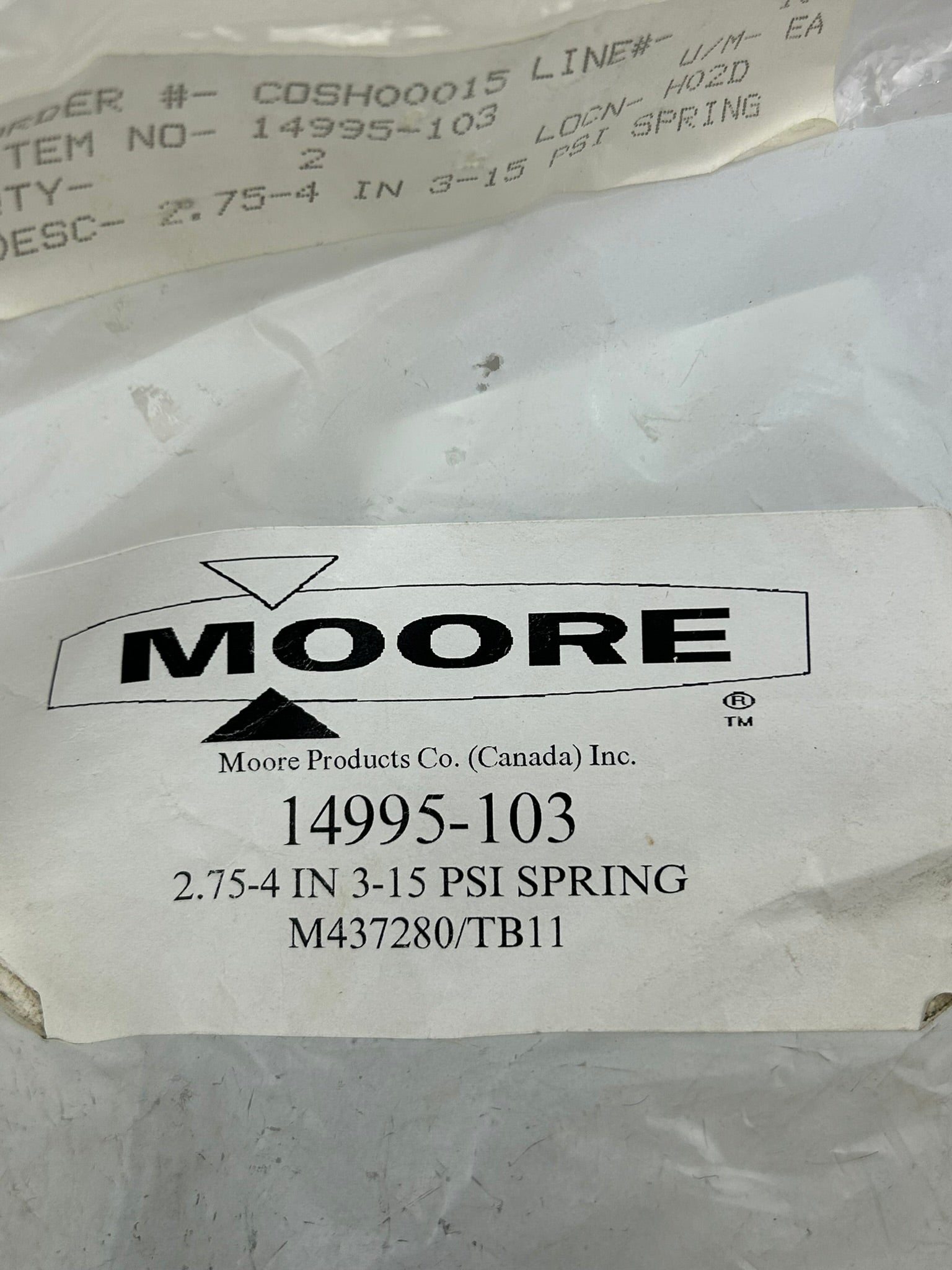 Moore 14995-103 Ranging Device Spring Kit 2.75-4 IN 3-15PSI - Lot of 2