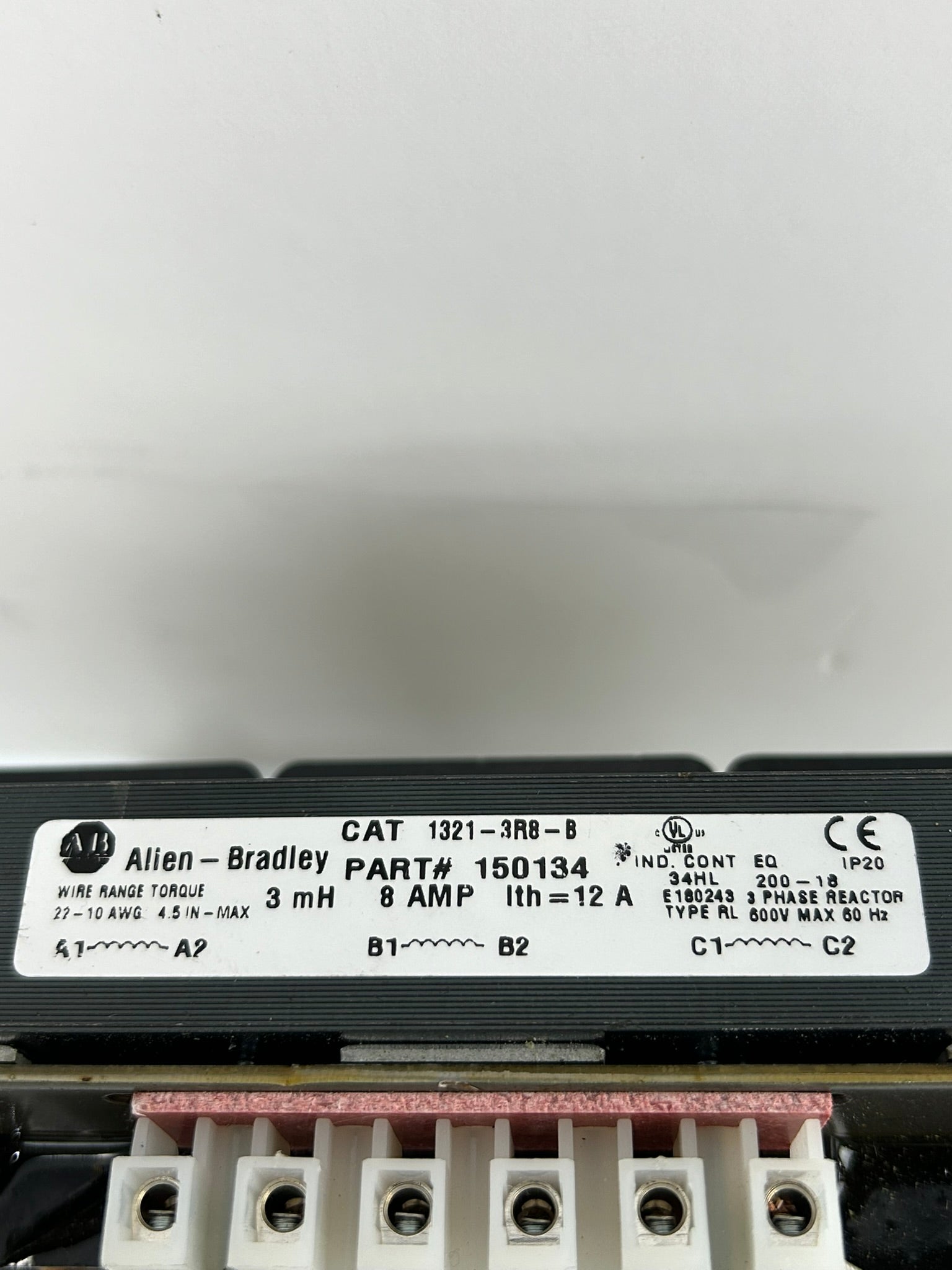 Allen-Bradley 1321-3R8-B Reactor 150134 Type RL 600V 3PH