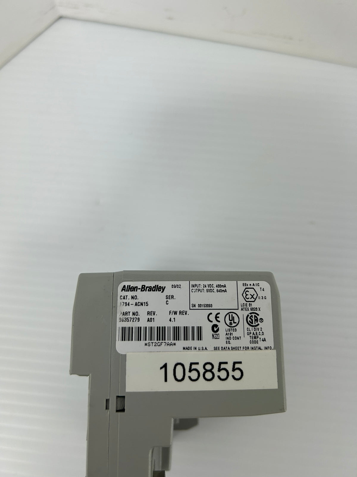 Allen-Bradley 1794-ACN15 ControlNet Flex I/O Adapter Ser C Rev A01 F/W Rev 4.1