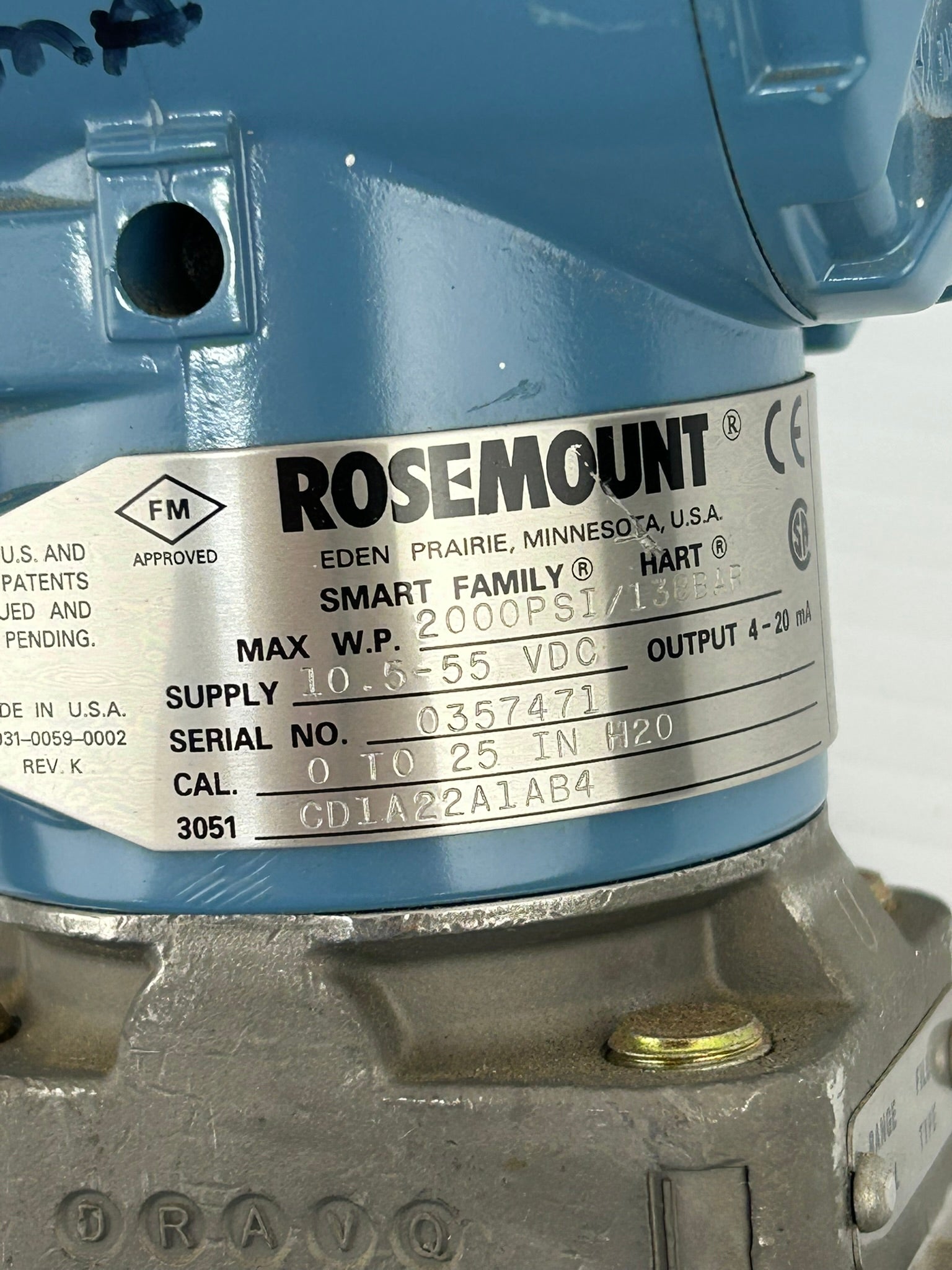 Rosemount 3051CD1A22A1AB4 Pressure Transmitter Base Type D