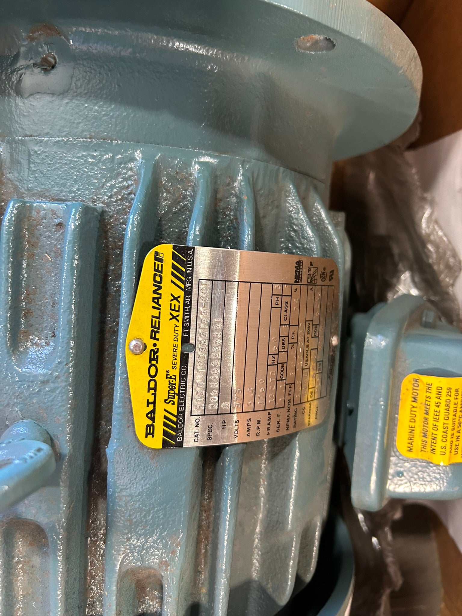 Baldor-Reliance M13D 103282192-001 Super-E XEX Motor 5HP 3PH 1760RPM 182TD