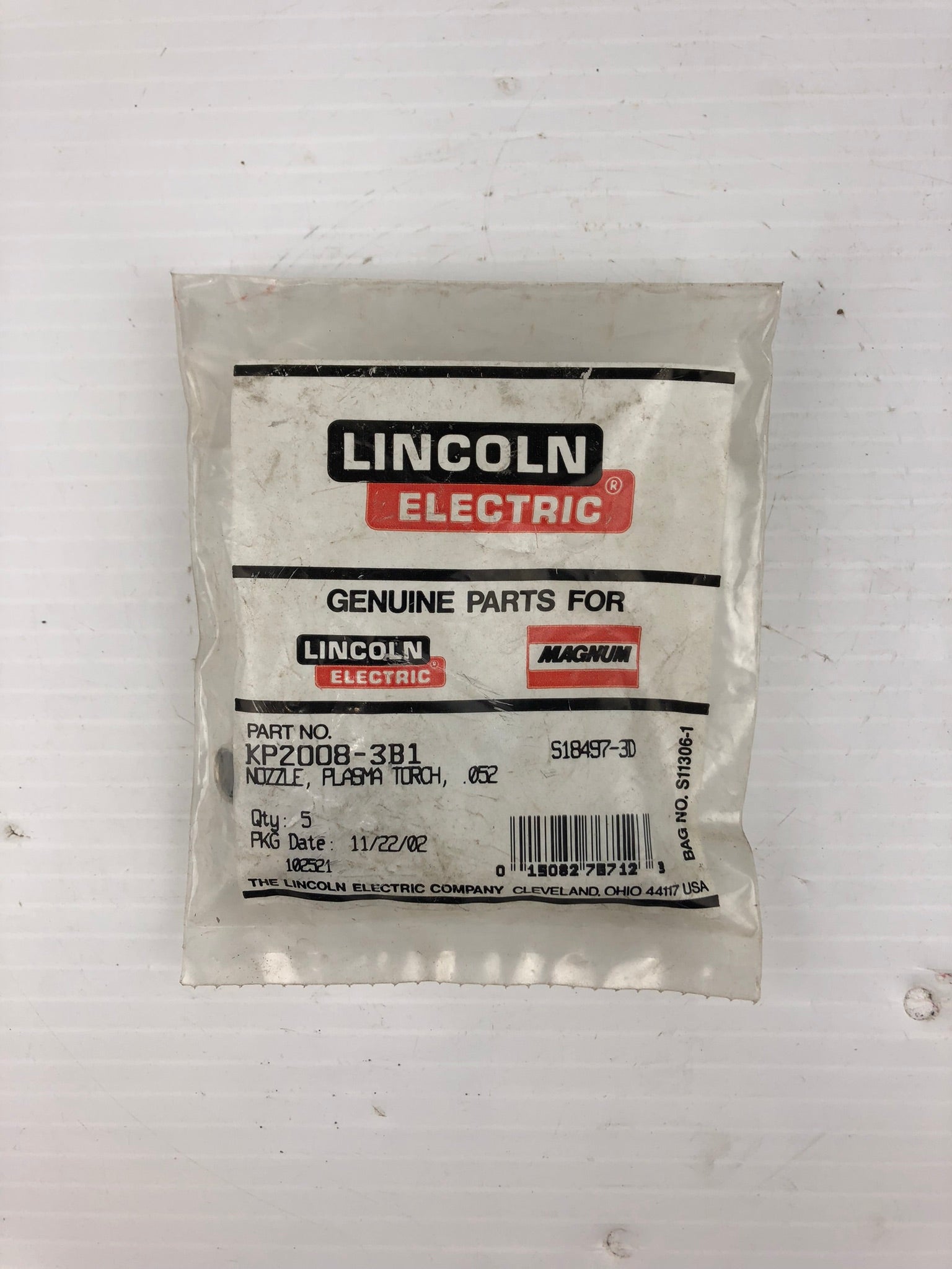 Lincoln Electric KP-2008-3B1 Nozzle Plasma Torch 052 (Pkg of 5)