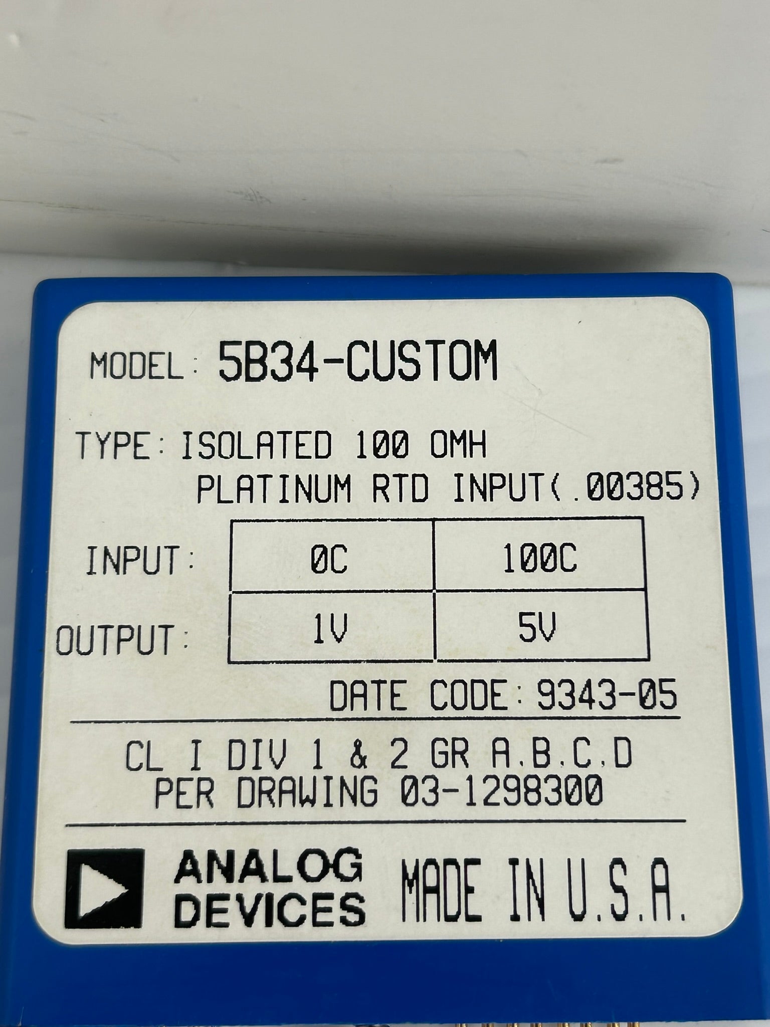 Analog Devices 5B34-CUSTOM Isolated RTD Input Module 100Ω 5V
