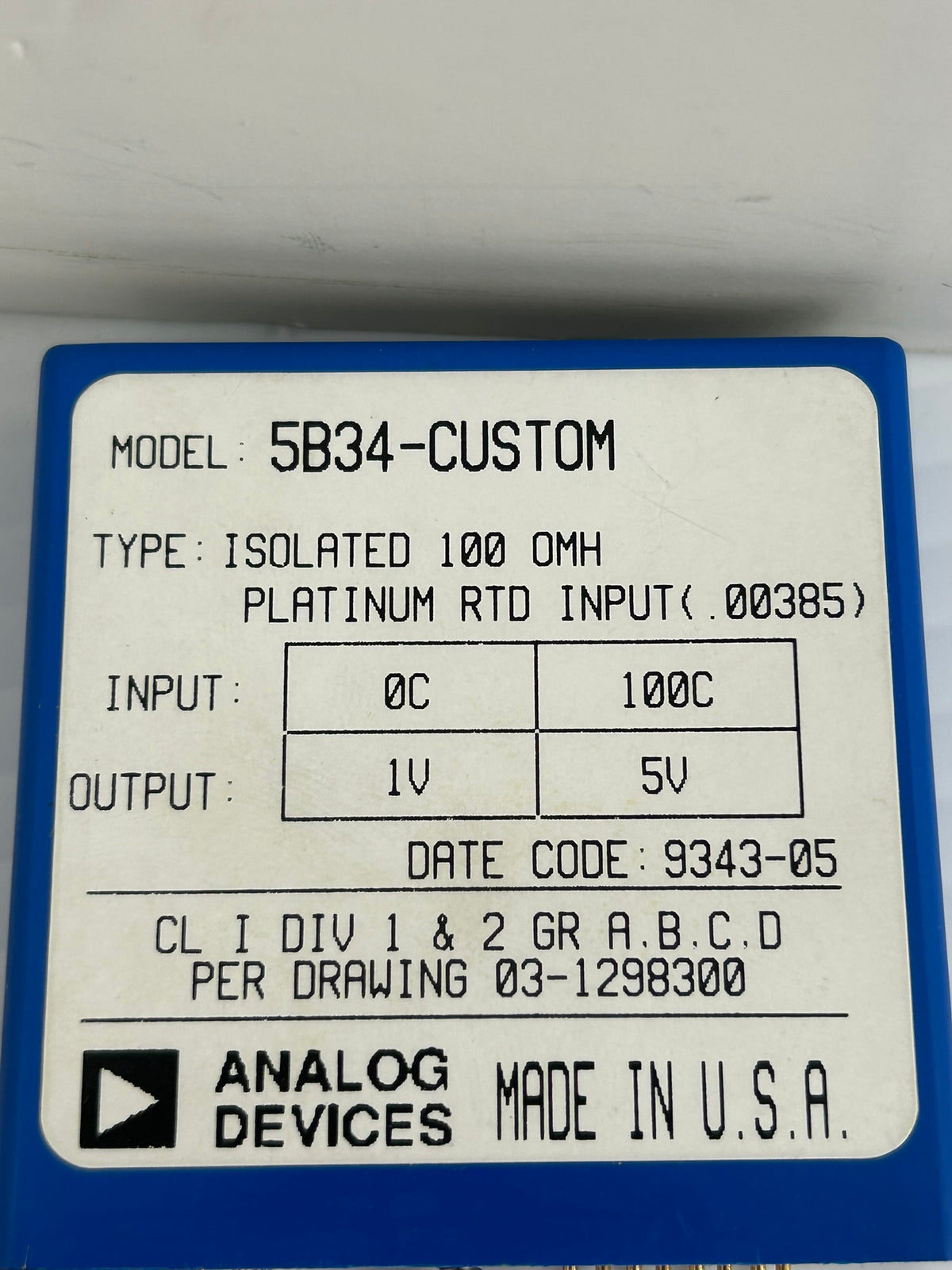 Analog Devices 5B34-CUSTOM Isolated RTD Input Module 100Ω 5V