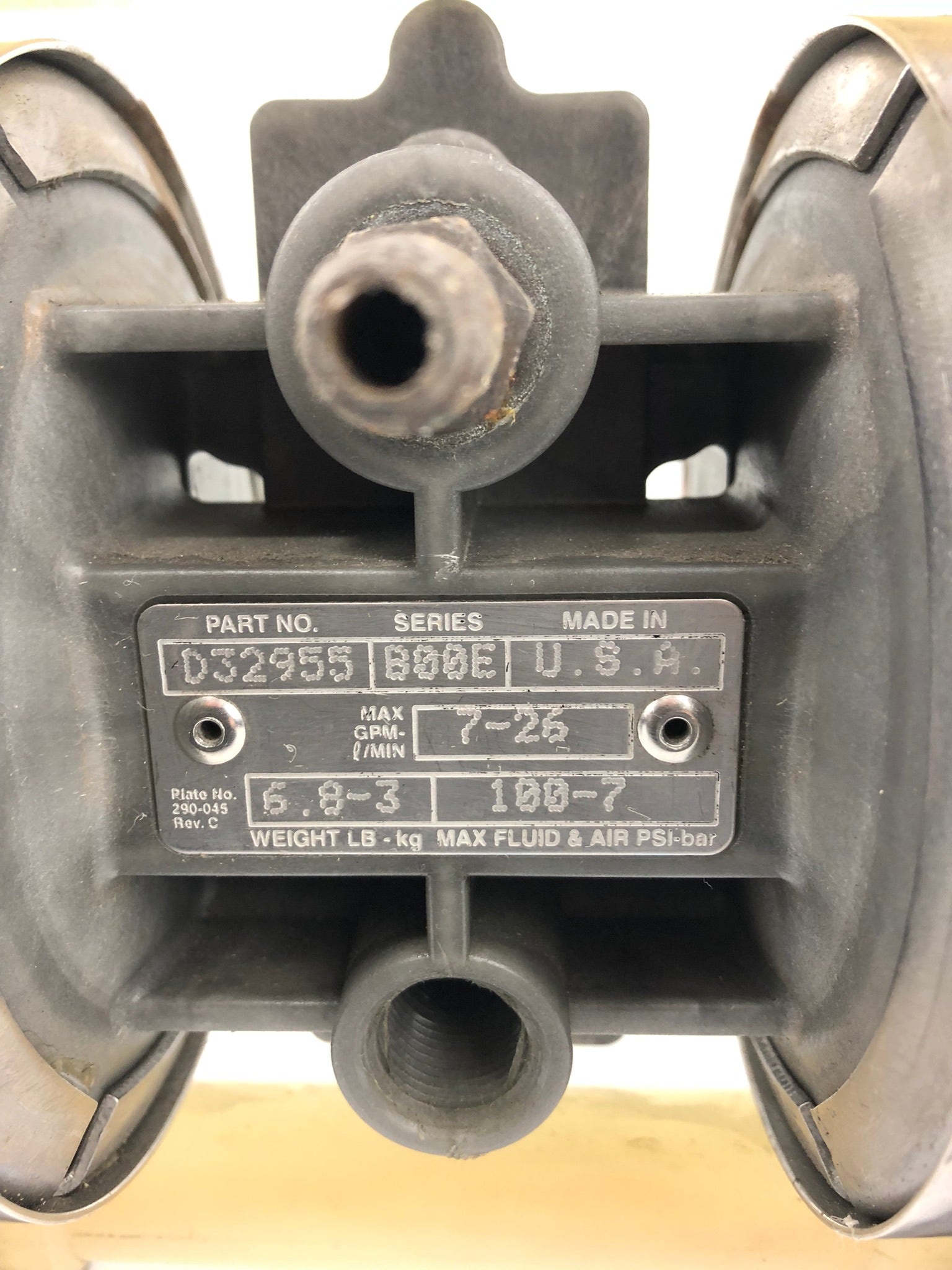 Polypropylene Air Diaphragm Pump D32955 Series B00E 100 PSI 7 bar